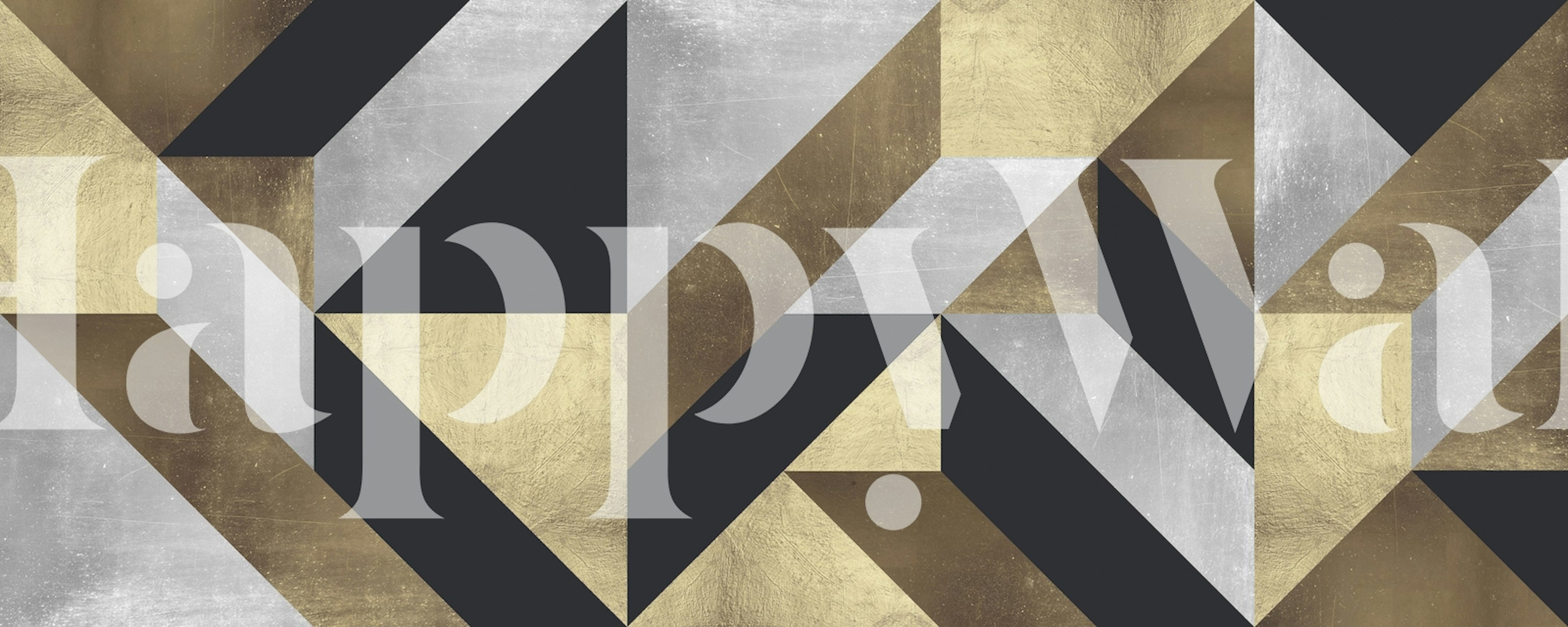 Geometryczna fototapeta ze złotymi, czarnymi i metalicznymi wzorami