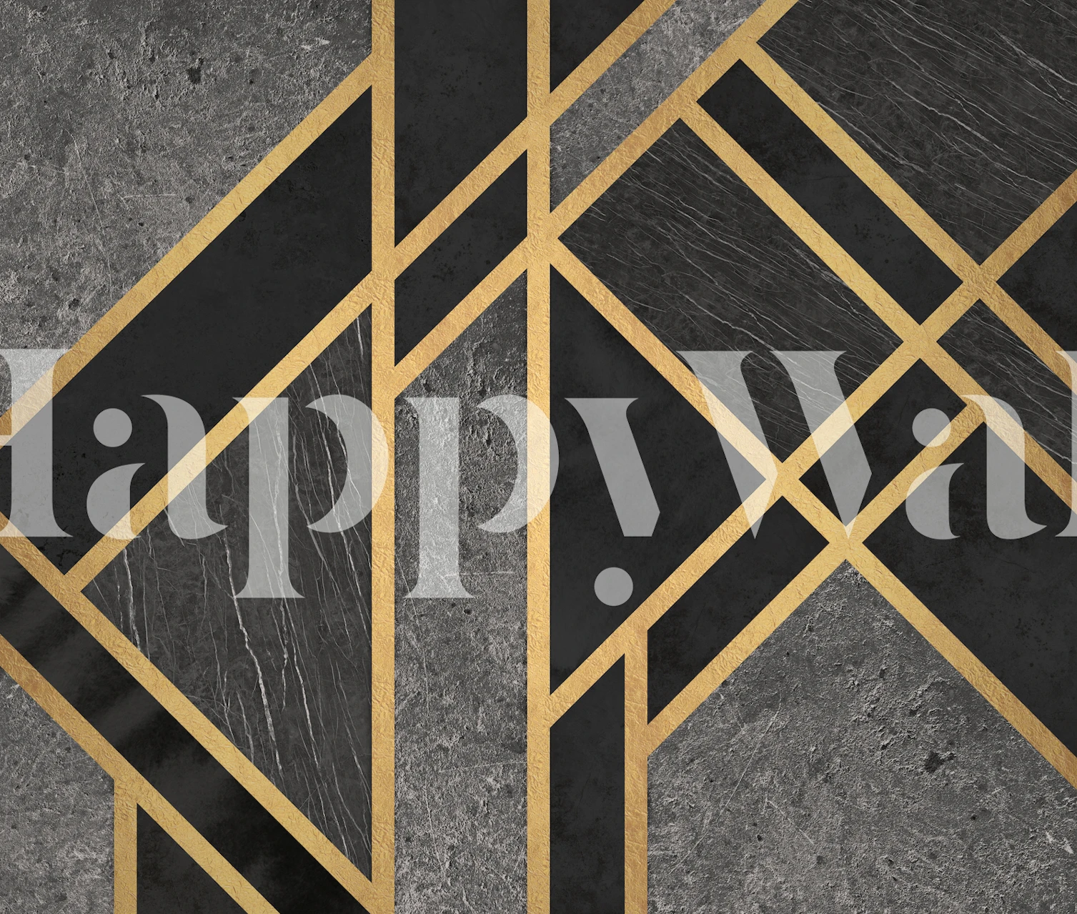 Wandbild im Art-Deco-Stil in Grau und Anthrazit mit goldenen Akzenten