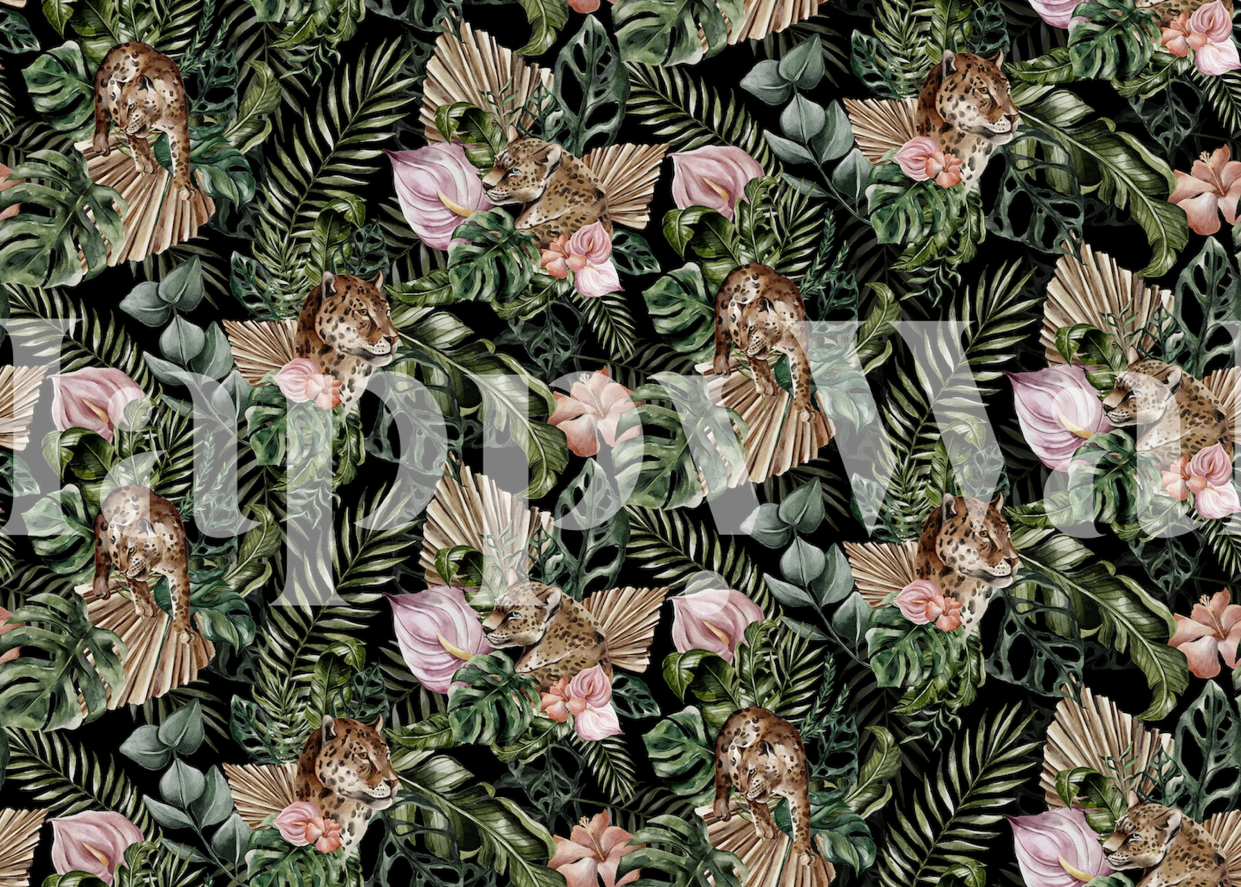 tapeta Cheetah Flower Jungle w pokoju