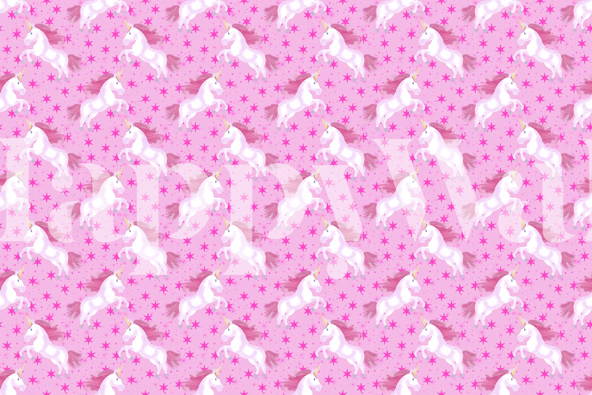 Jumping Unicorn på rosa bakgrund