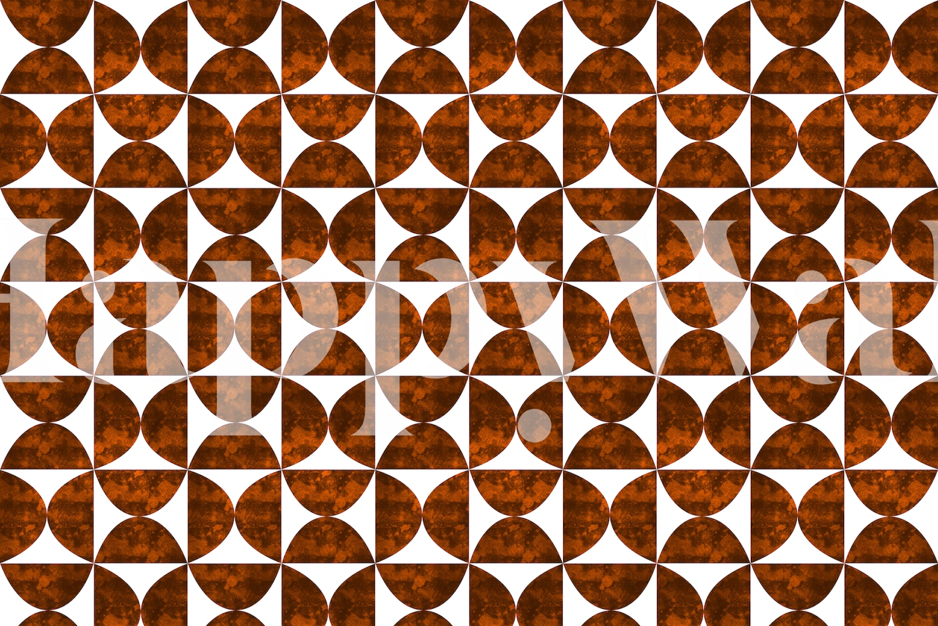 Retro Geometrical Pattern 3 vægmaleri med brune og hvide toner i et vintage-inspireret design
