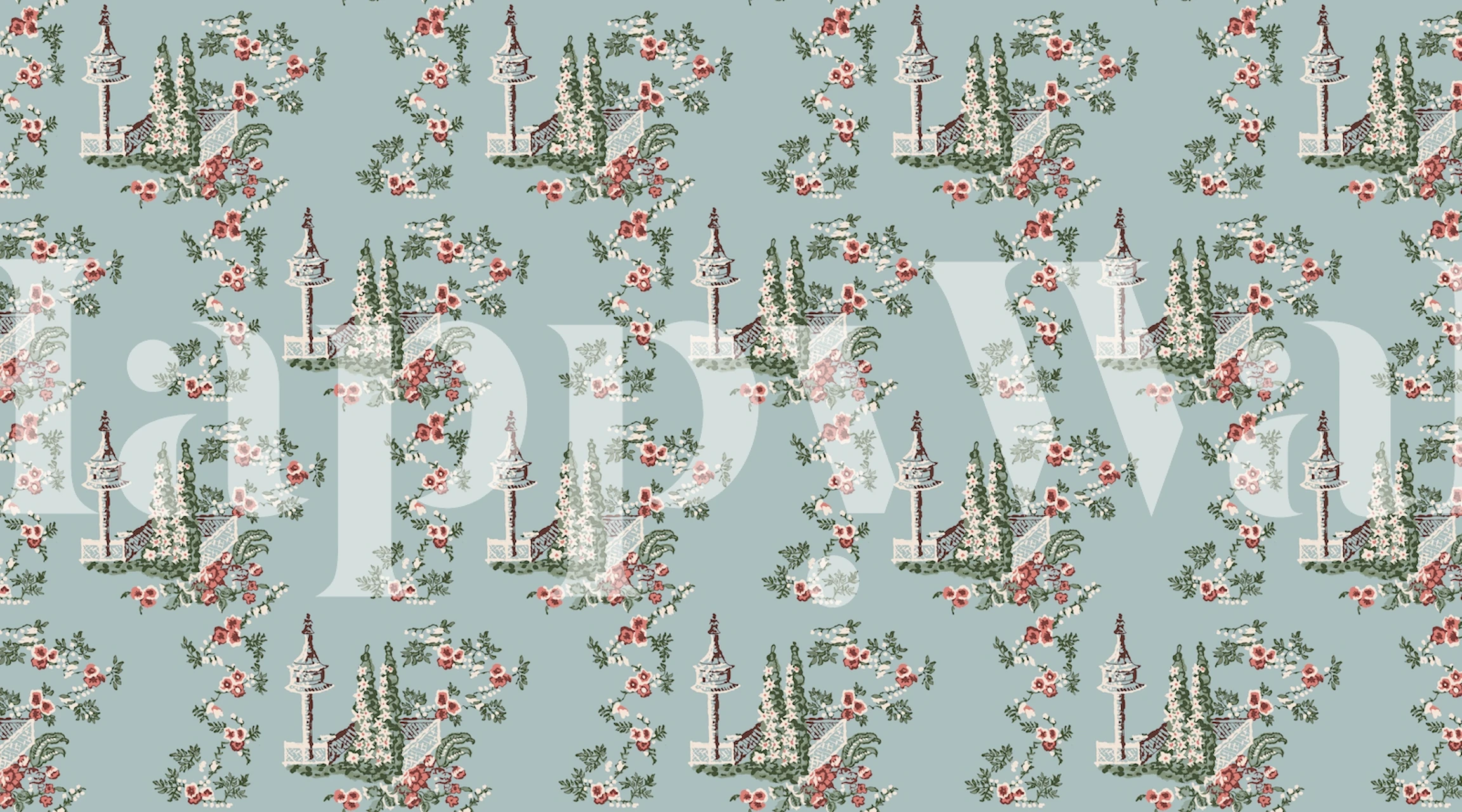 Vintage Garden on Grey wallpaper in a room