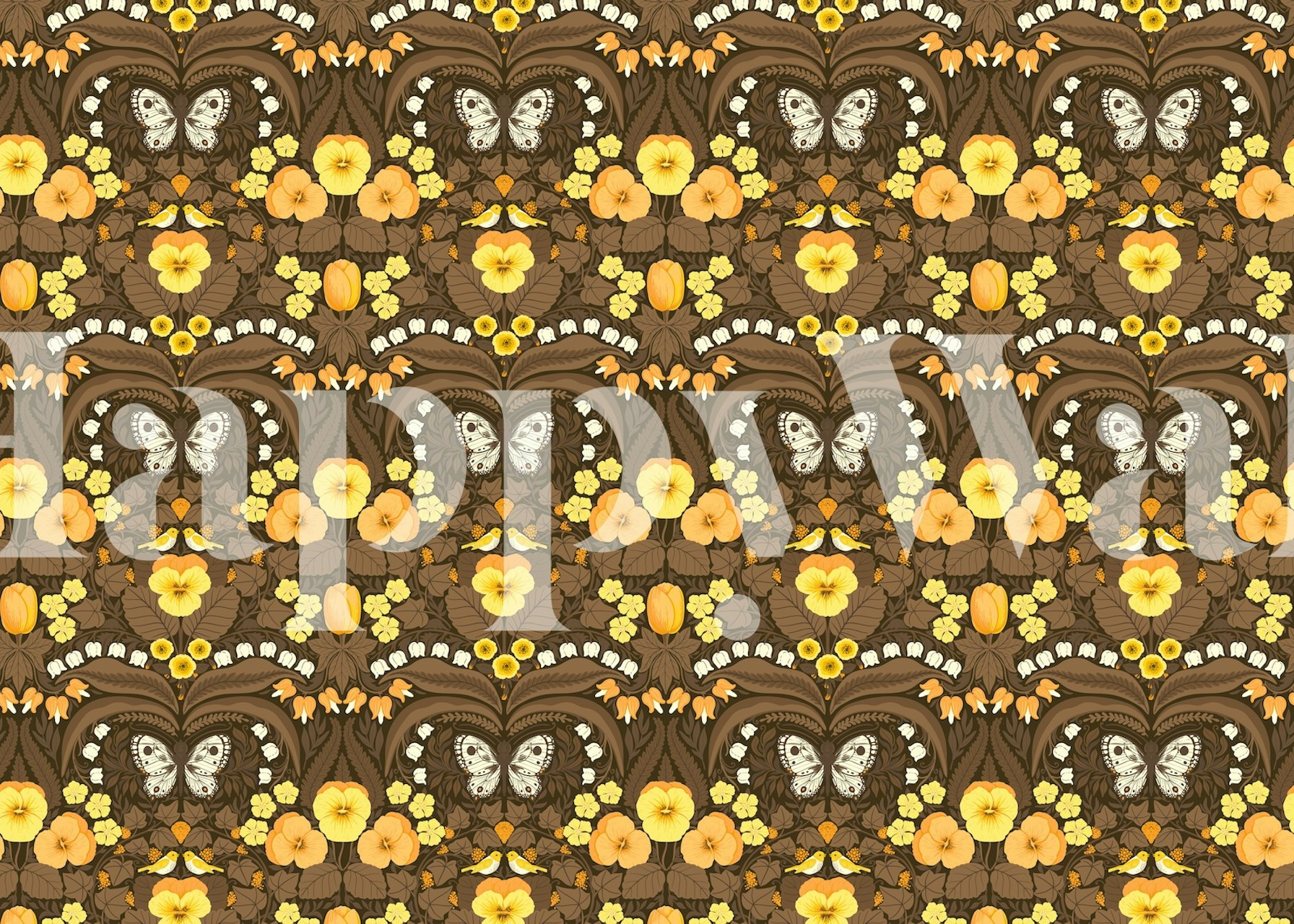 Floral wallpaper design with butterflies
