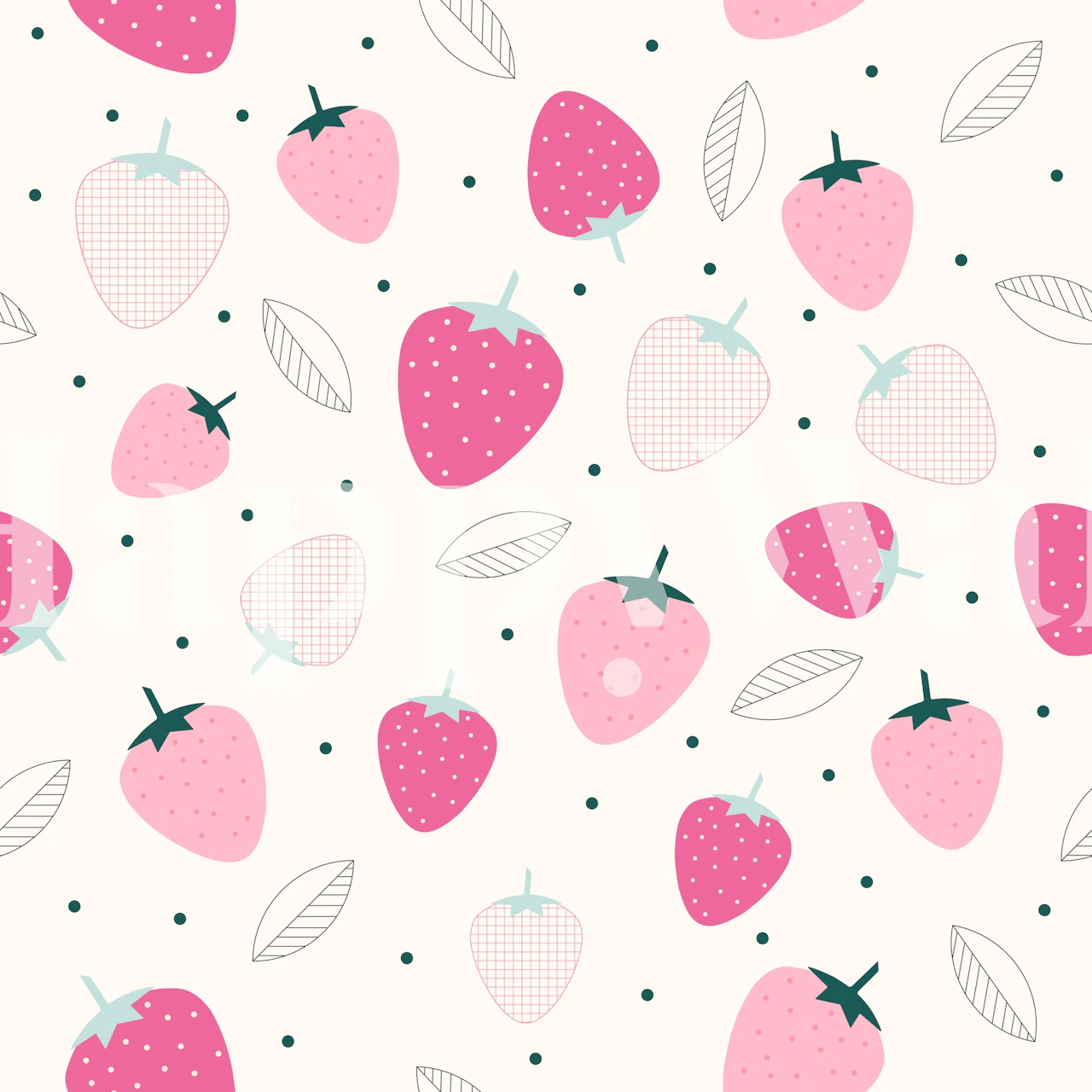 Strawberries Pink wallpaper in a room