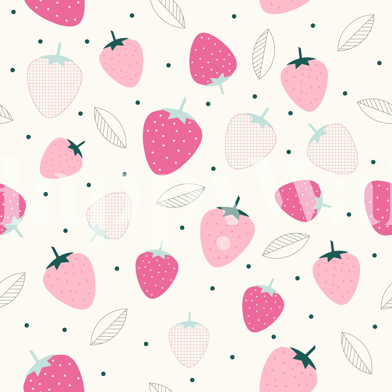 Strawberries Pink wallpaper in a room