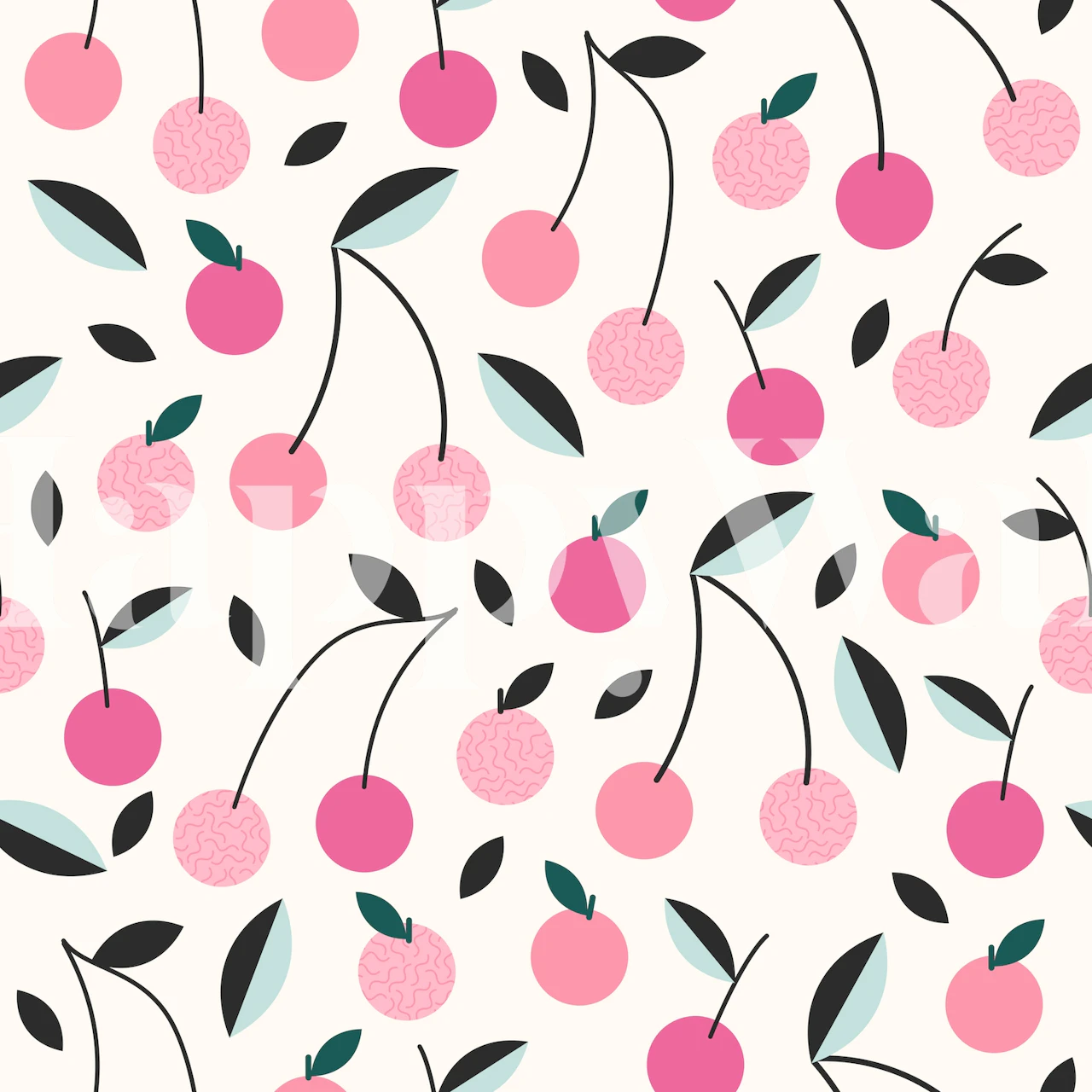 Papel tapiz Cherries Pink mostrado en una habitación