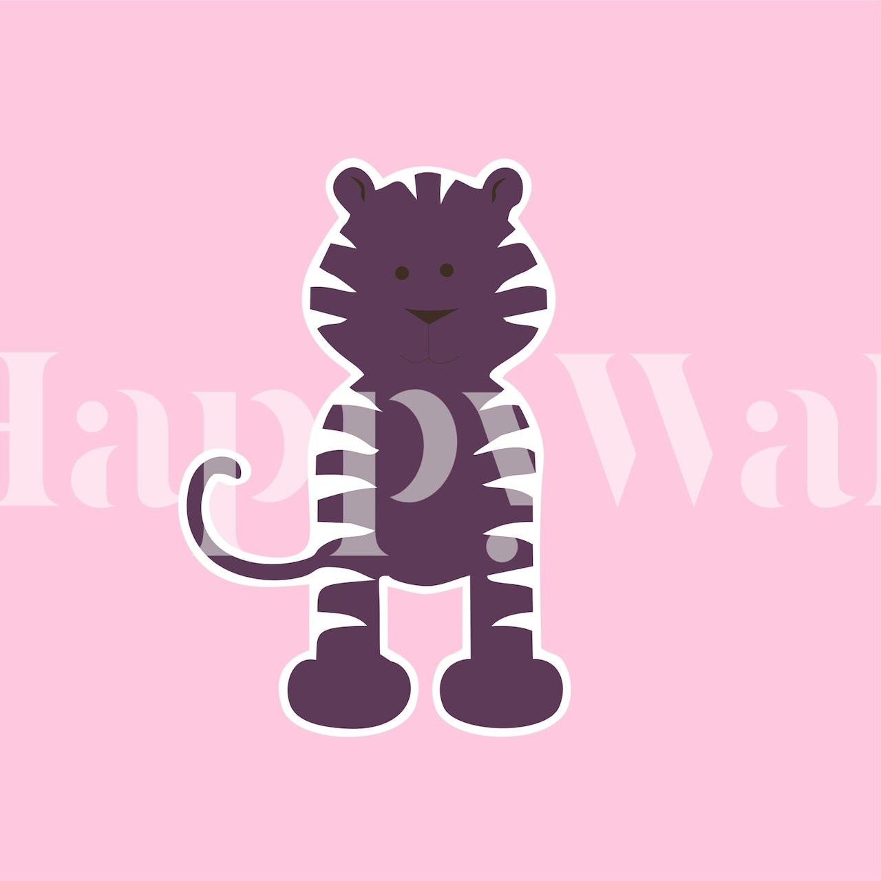 Purple pink kids room tiger wallpaper design