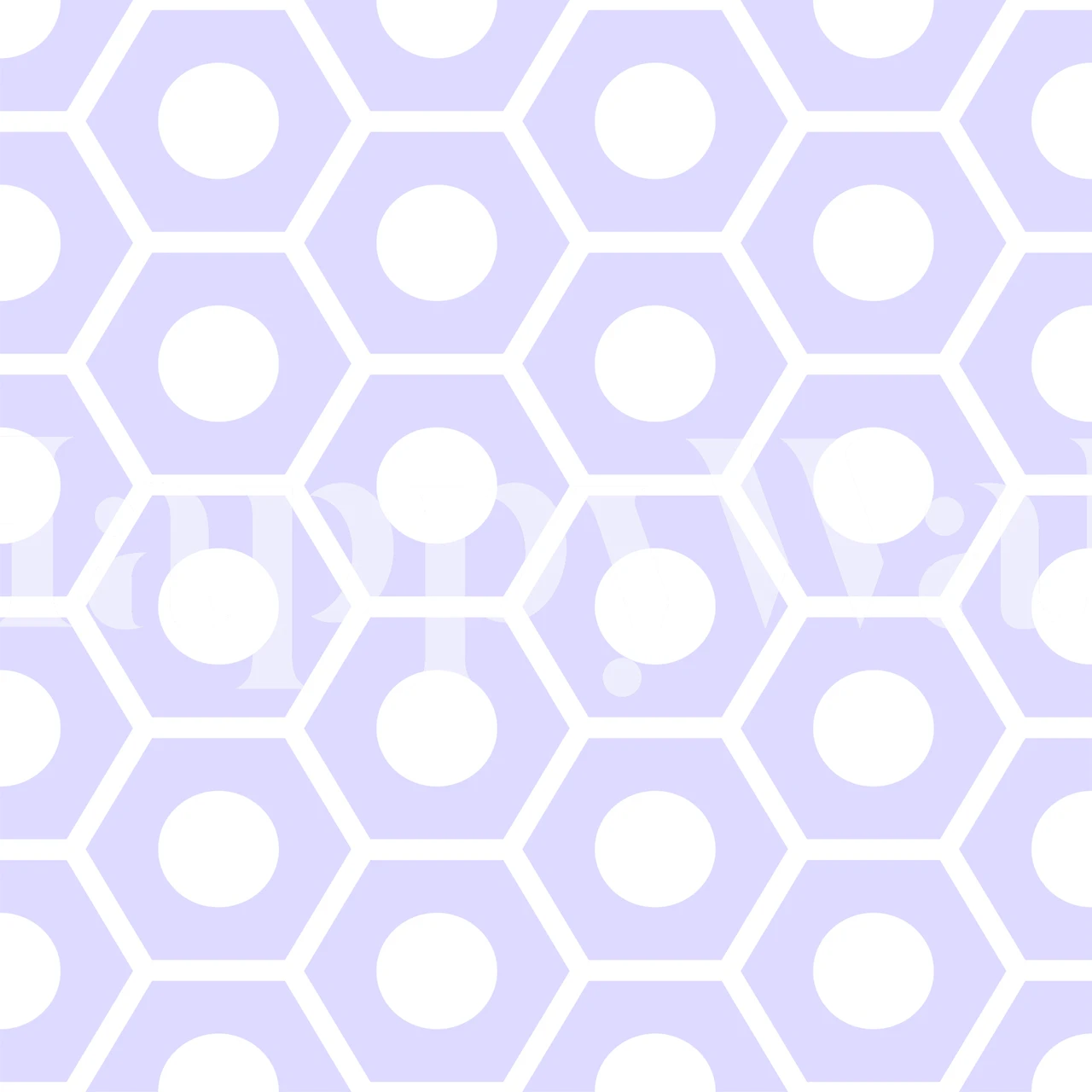Violet geometric hexagon pattern with white circles wallpaper