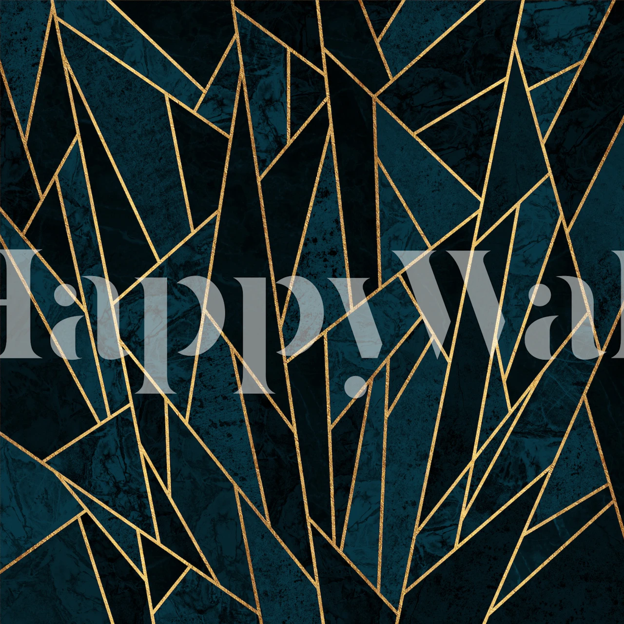 Deep teal blue abstract mosaic wallpaper sample