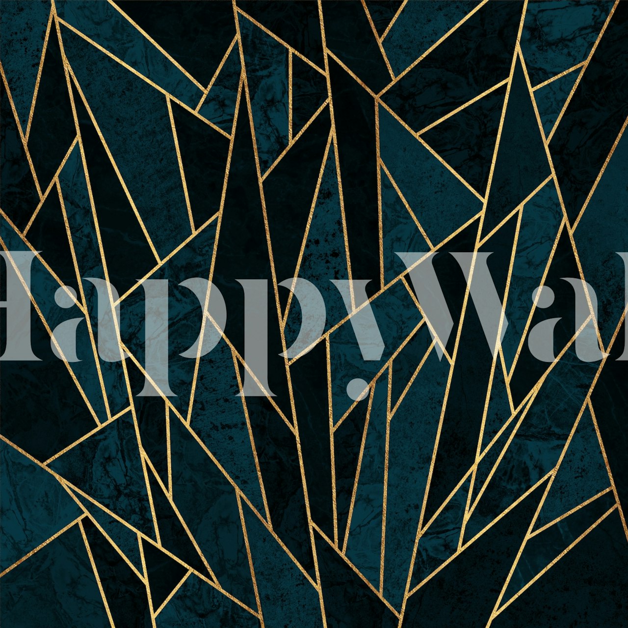 Deep teal blue abstract mosaic wallpaper sample