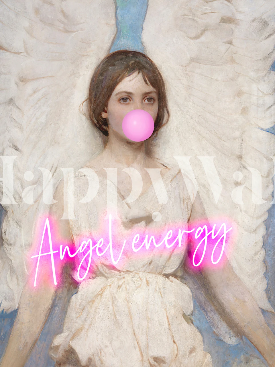 Papel de parede Neon Angel exibido em um quarto