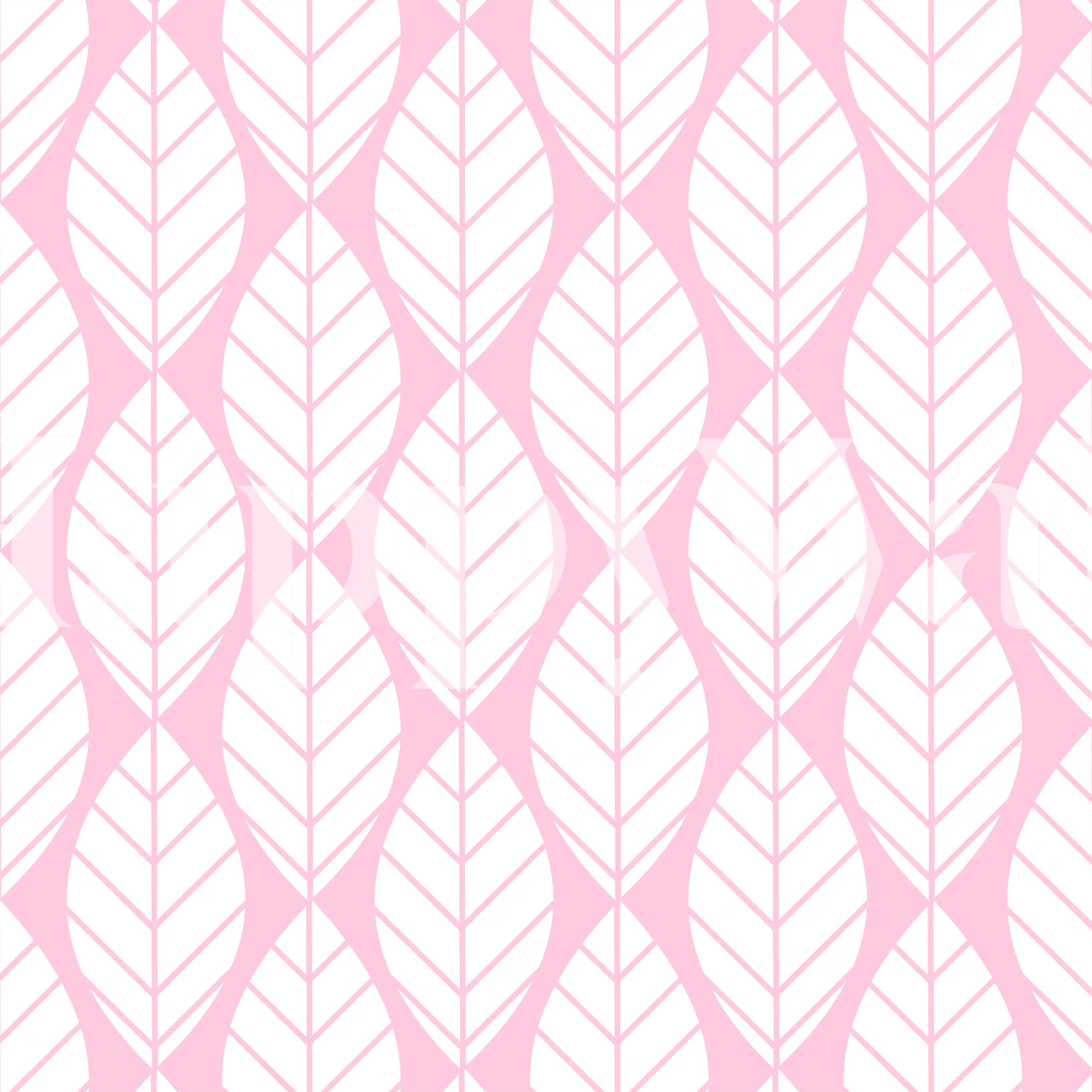 Pastel pink leaf pattern wallpaper with white leaf outlines