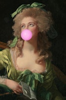 Madame Bubble-Gum Yellow papiers peint