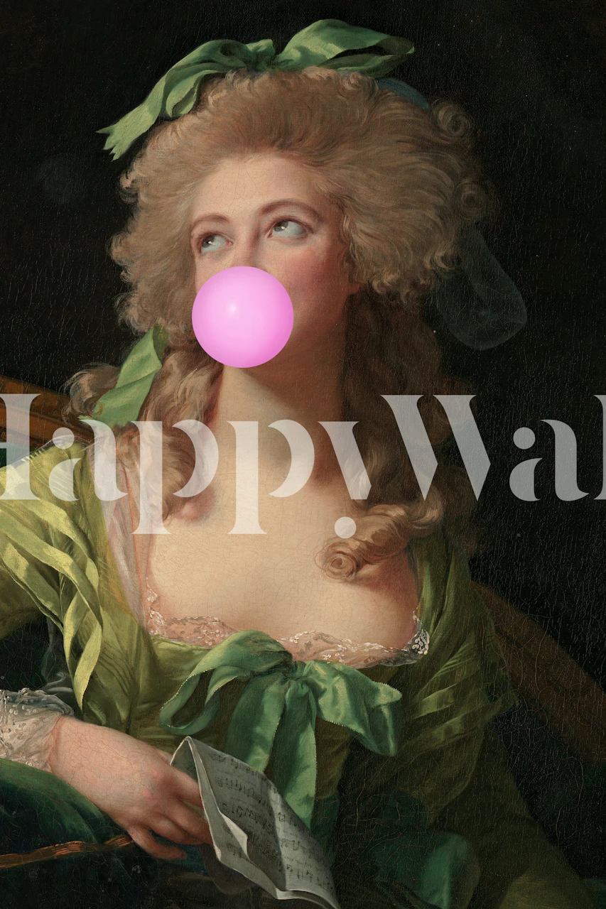 Madame Bubble-Gum Yellow tapet i ett rum