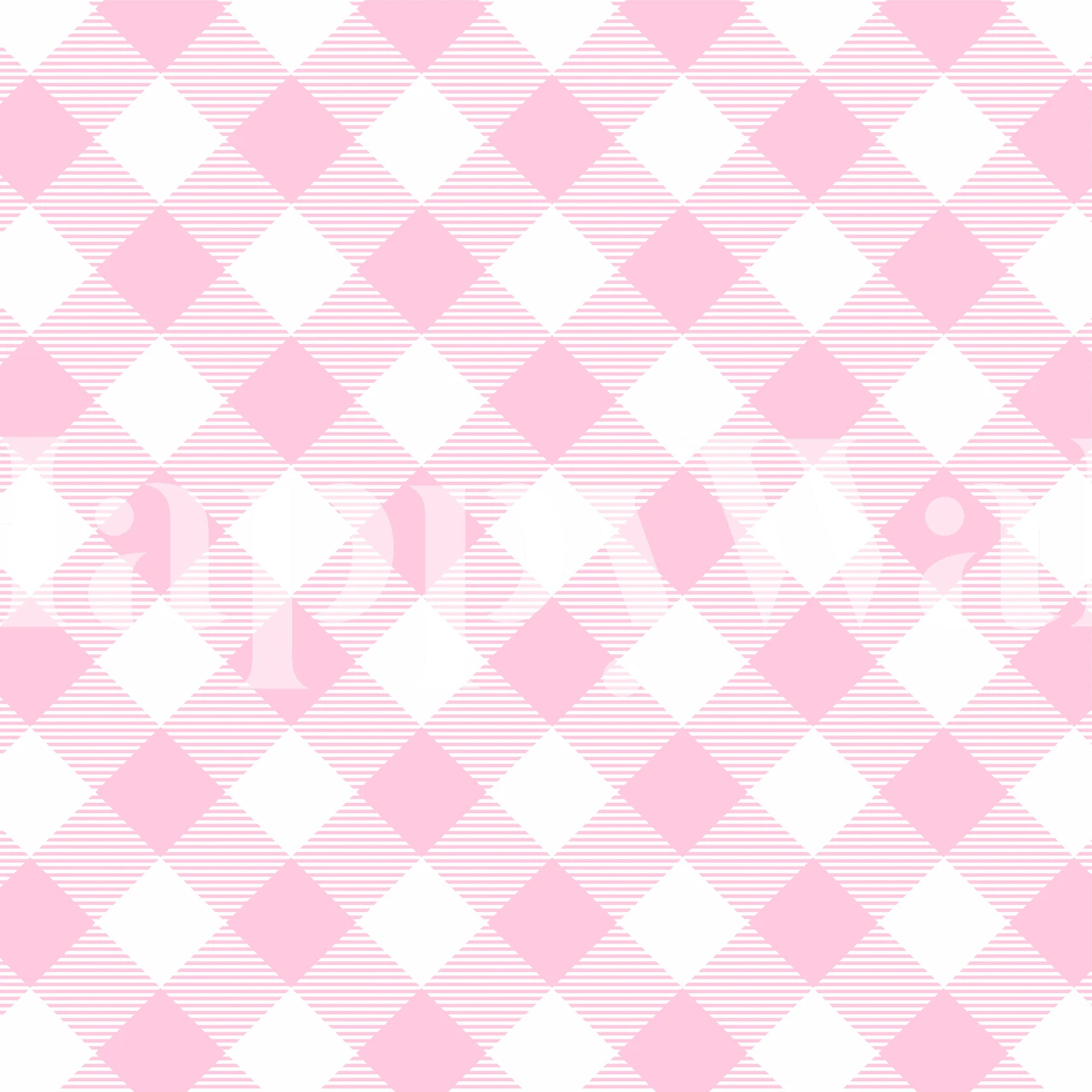 Pink and white gingham check pattern wall mural