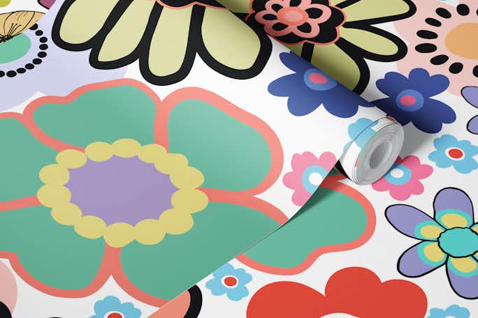 Modern vintage cute colorfulwallpaper roll