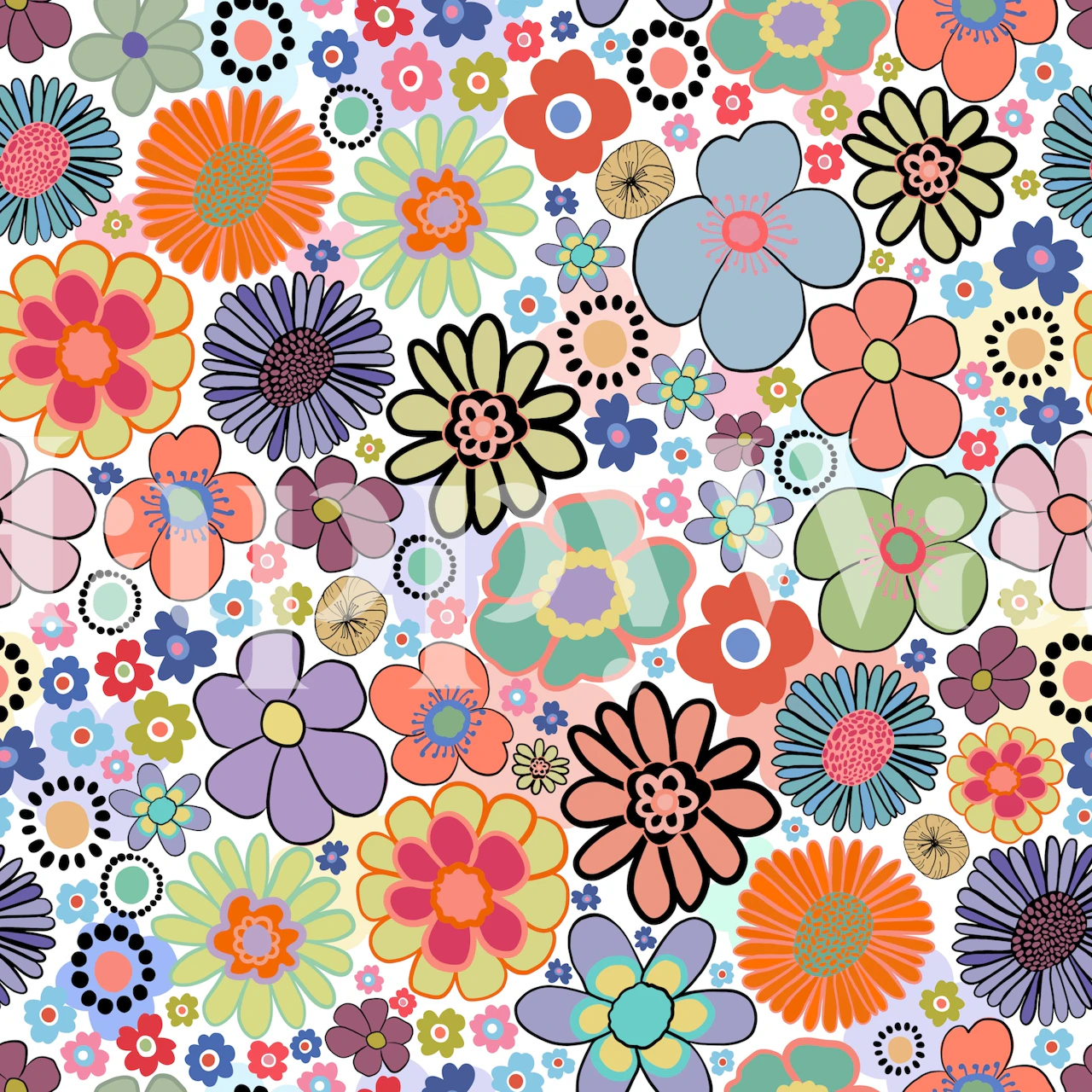 Colorful floral wallpaper design in a room