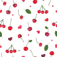 Cherries and cute red hearts papiers peint