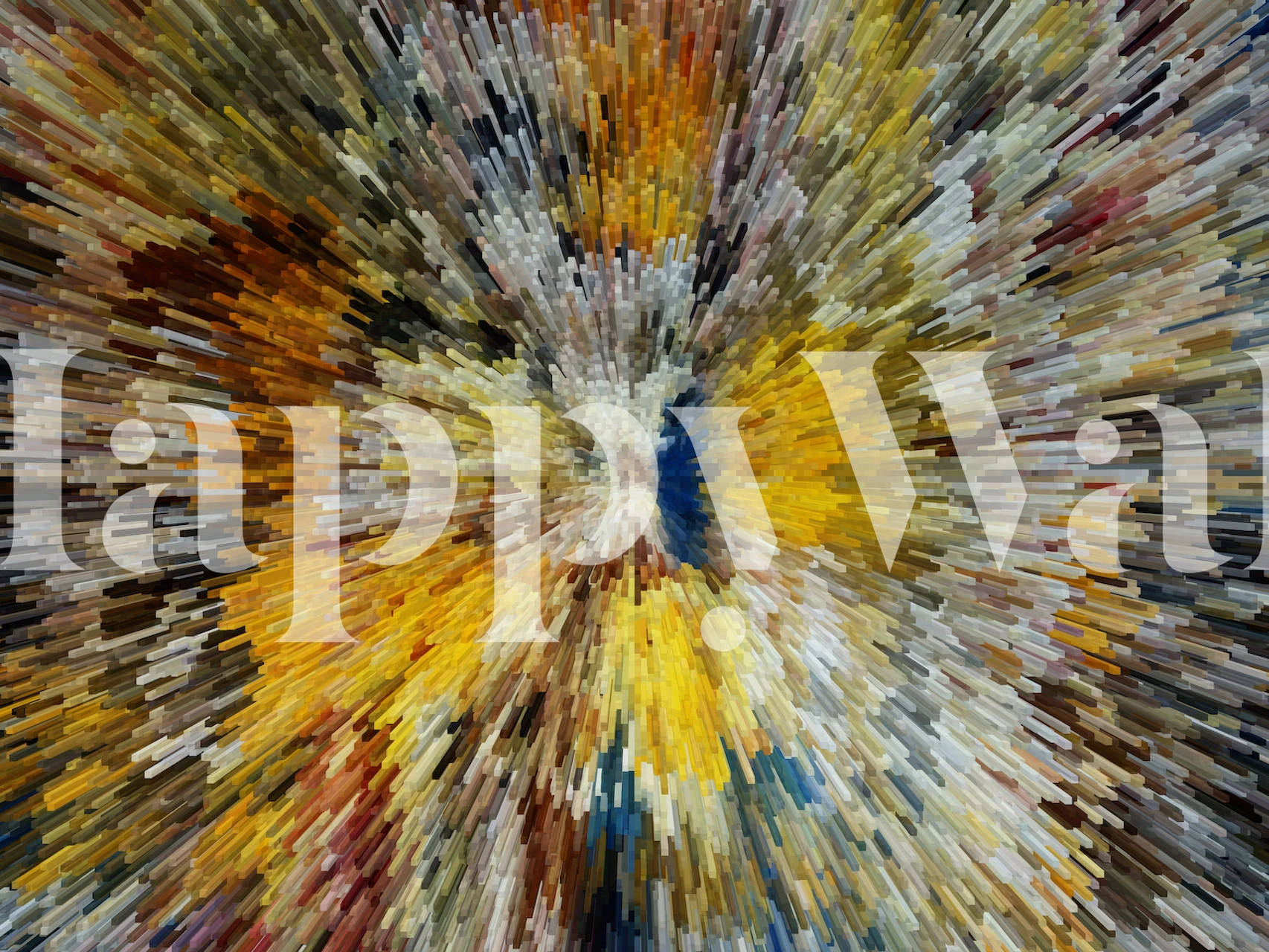 Colorful abstract burst wallpaper with yellow, blue, and brown hues