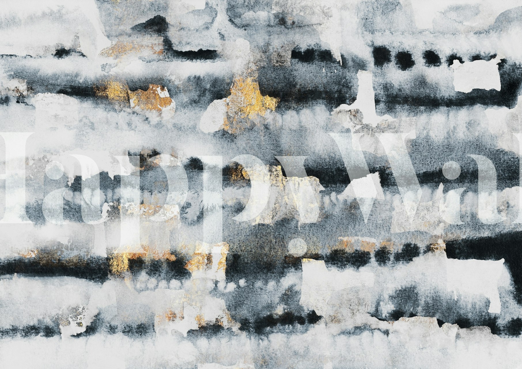 Black and white stripes with gold accents wallpaper