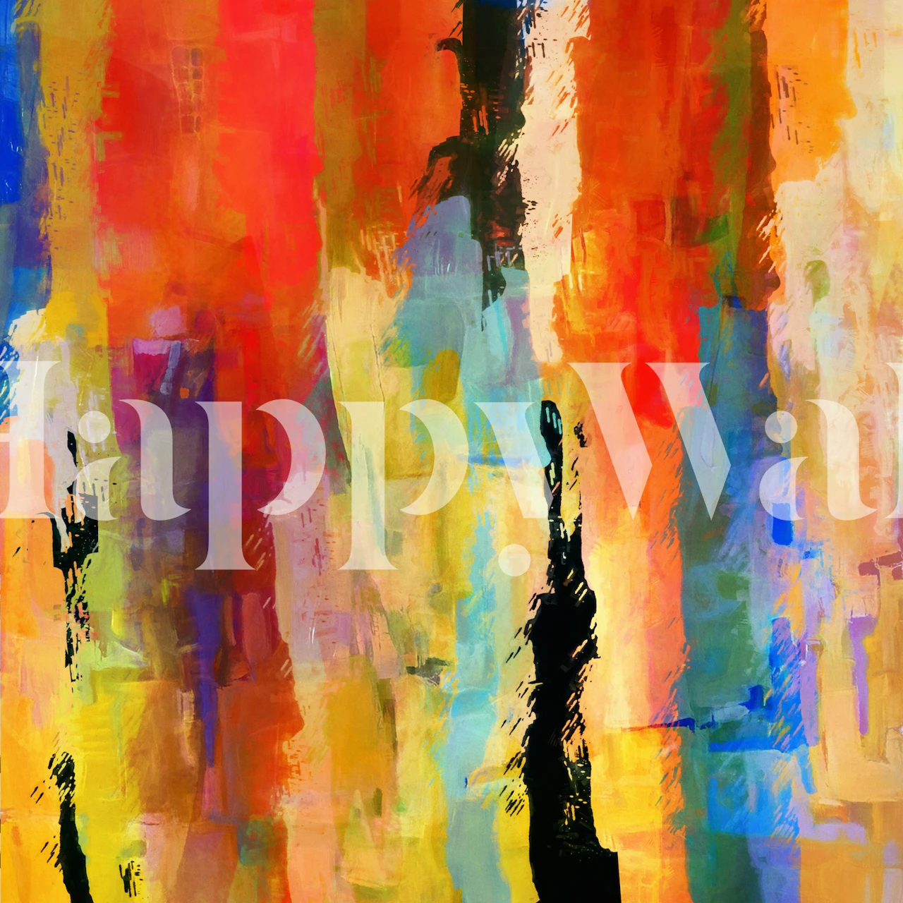 Colorful abstract vertical brush strokes wall mural