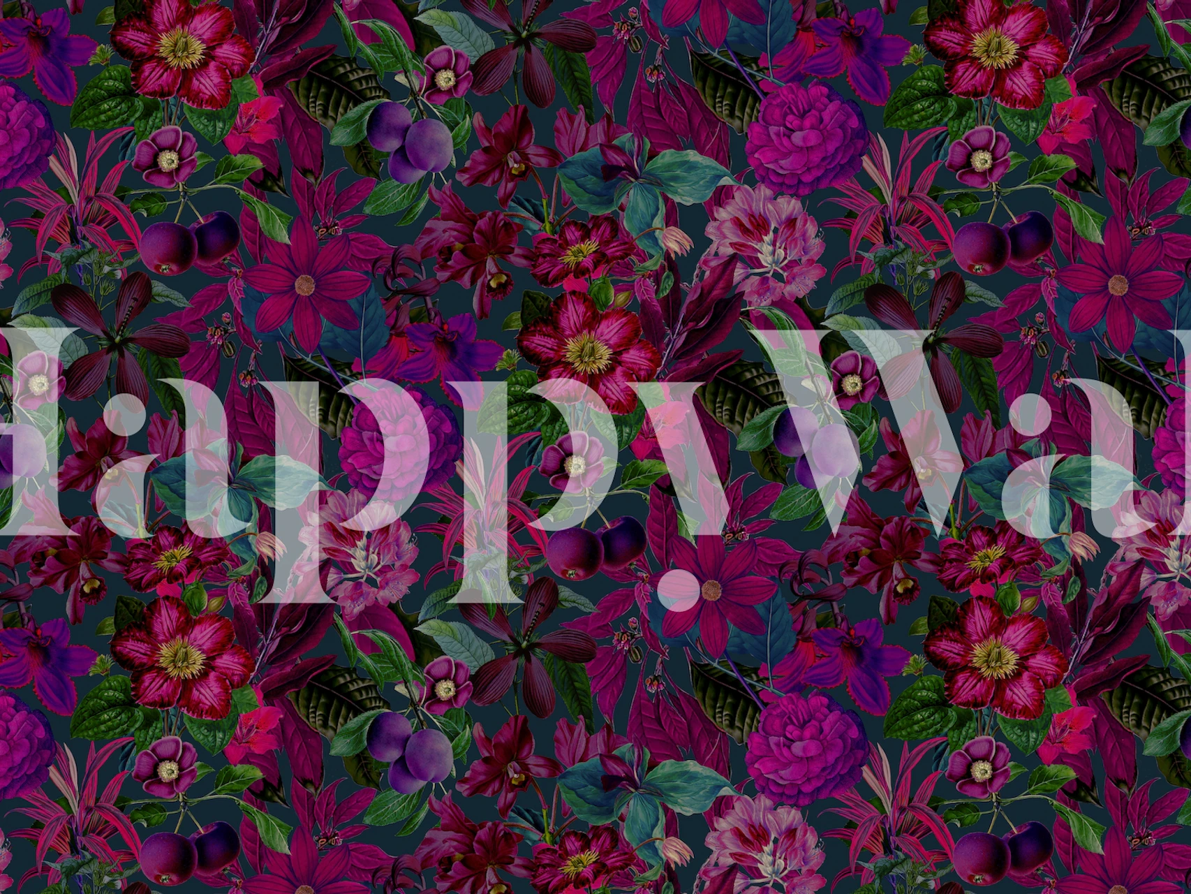 Burgundy Pink Jungle Flowers tapet i et rum