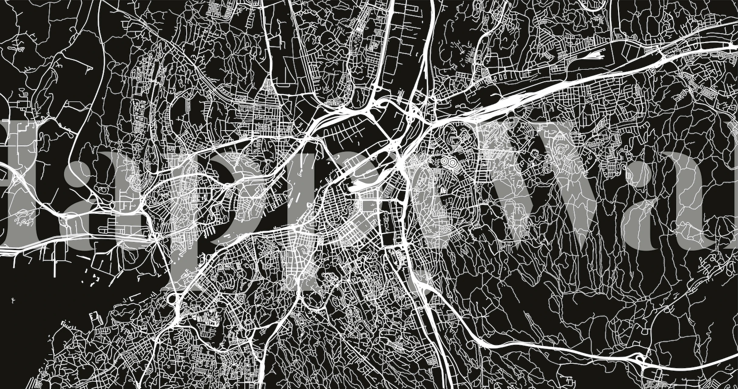 Black and white Gothenburg map wallpaper design