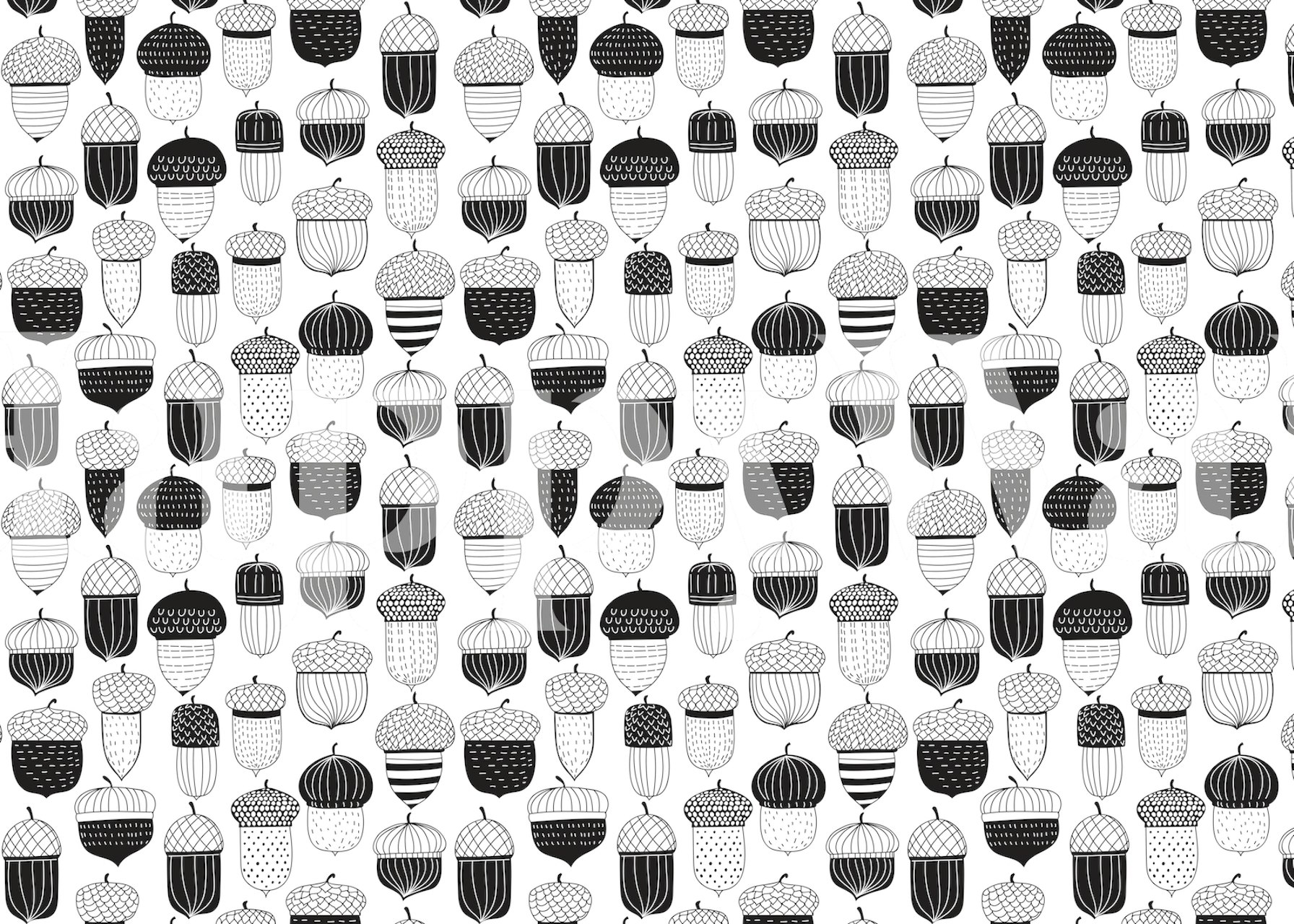 Doodle acorns tapettisuunnittelu huoneessa