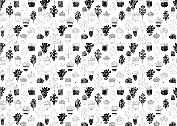 Acorns and oak leaves doodles