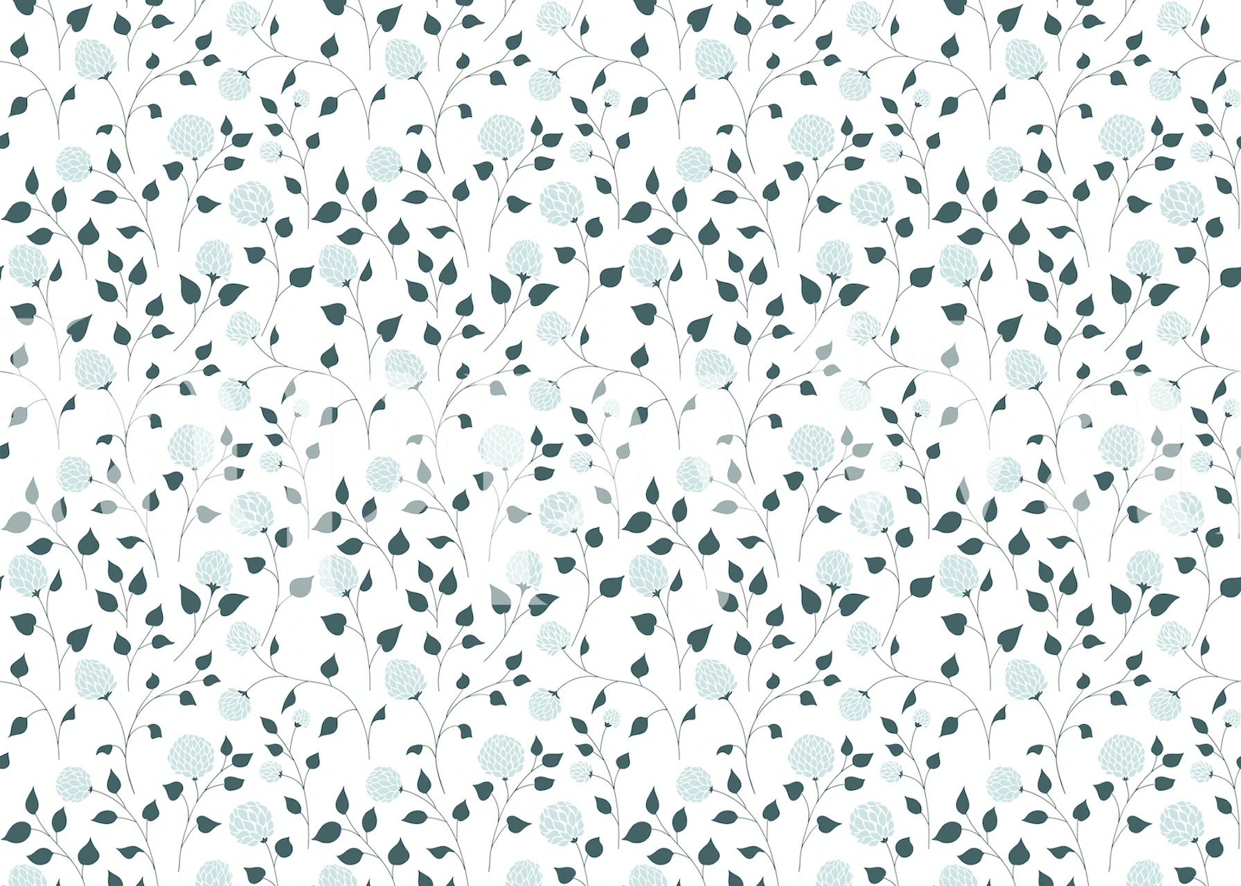 Sketch-style doodle flowers on a white background wall mural