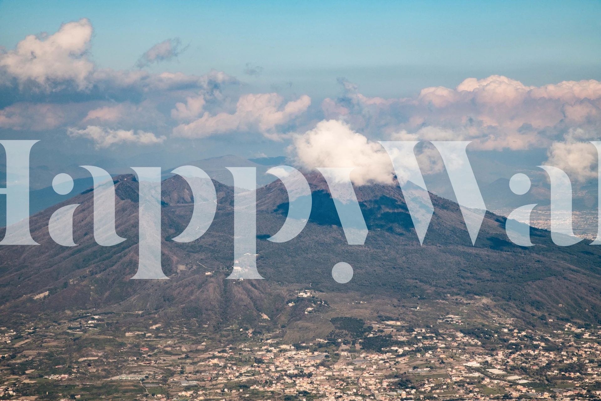 Mount Vesuvius wallpaper in a room