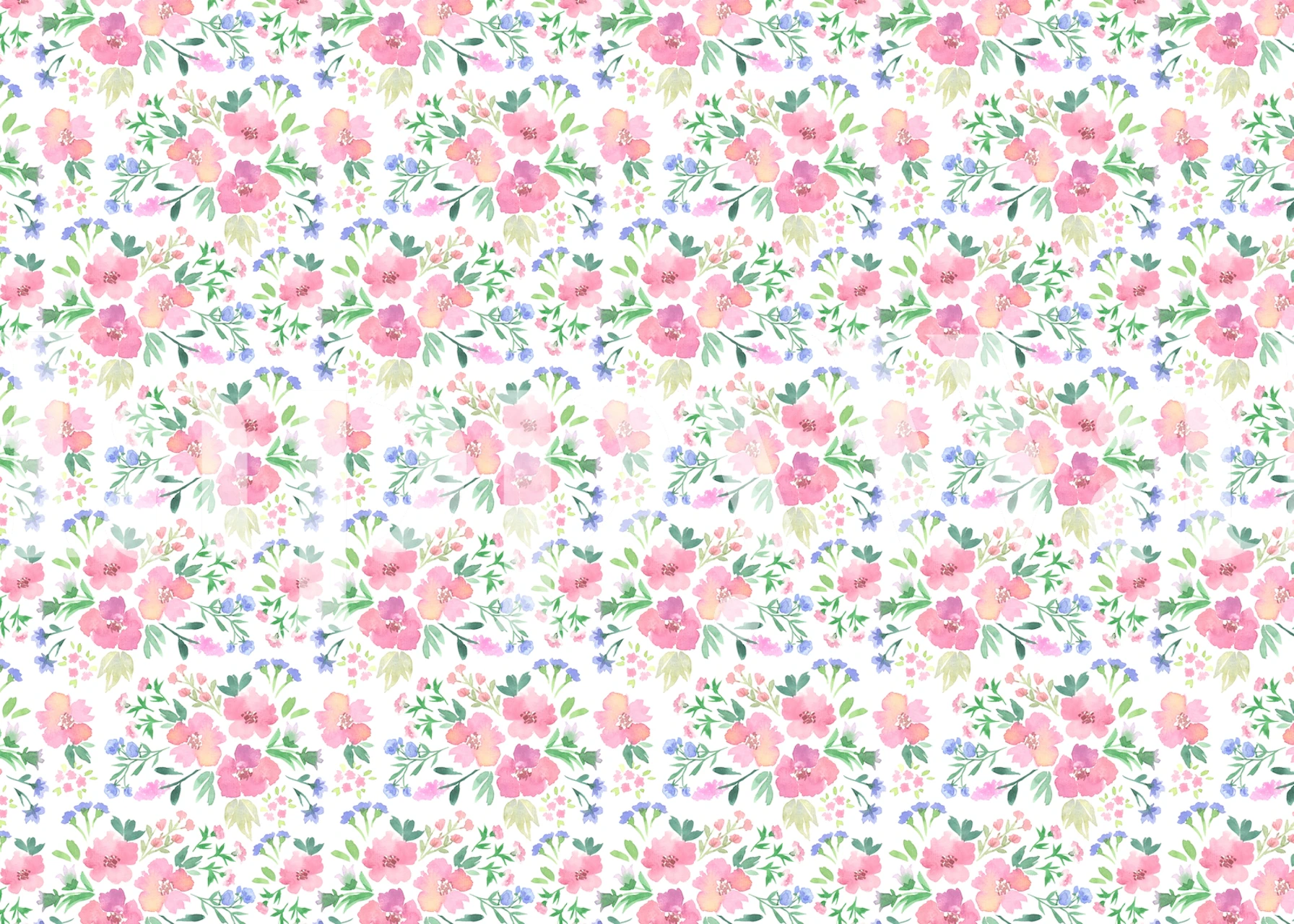 Watercolor floral wallpaper in a room