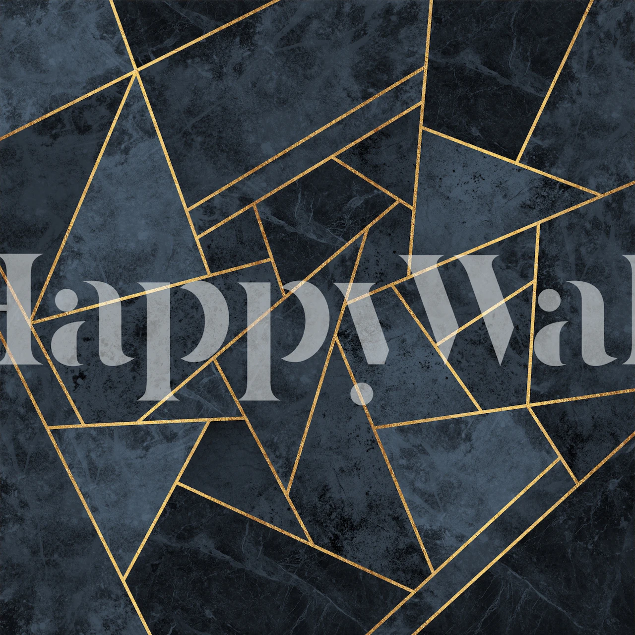 Mjuk blå abstrakt mosaik tapet med gyllene linjer