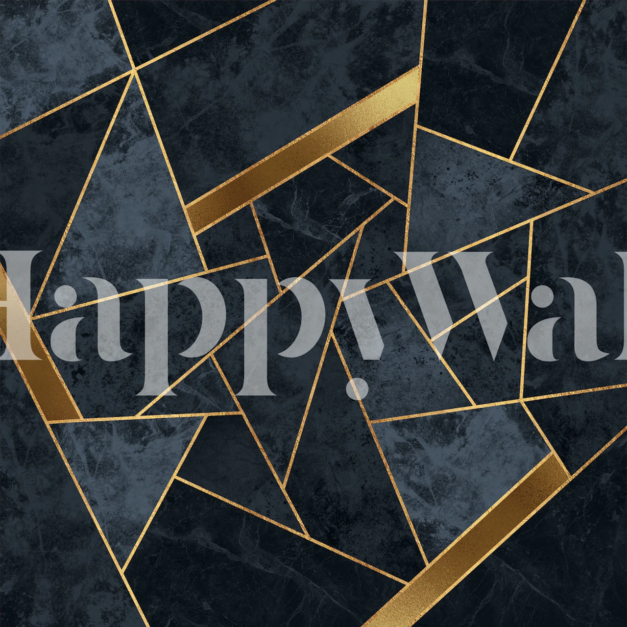 Tapeta Soft Blue and Gold Mosaic w pokoju