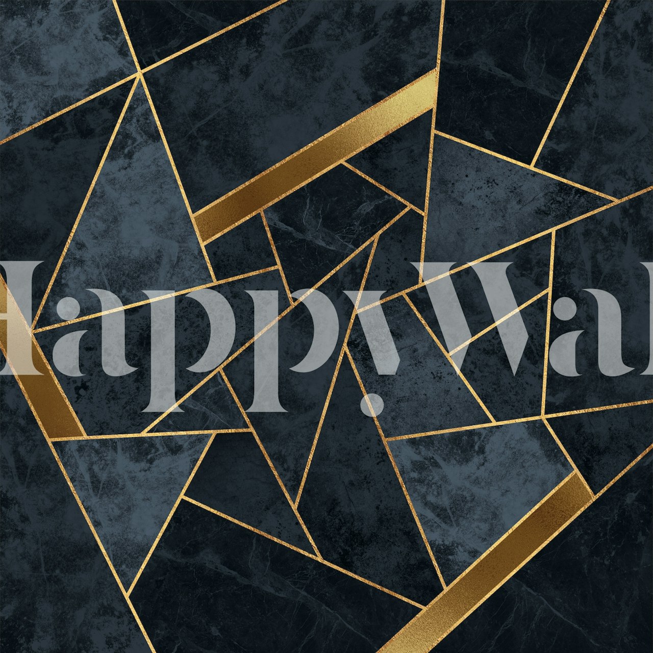 Soft Blue and Gold Mosaic tapetti huoneessa