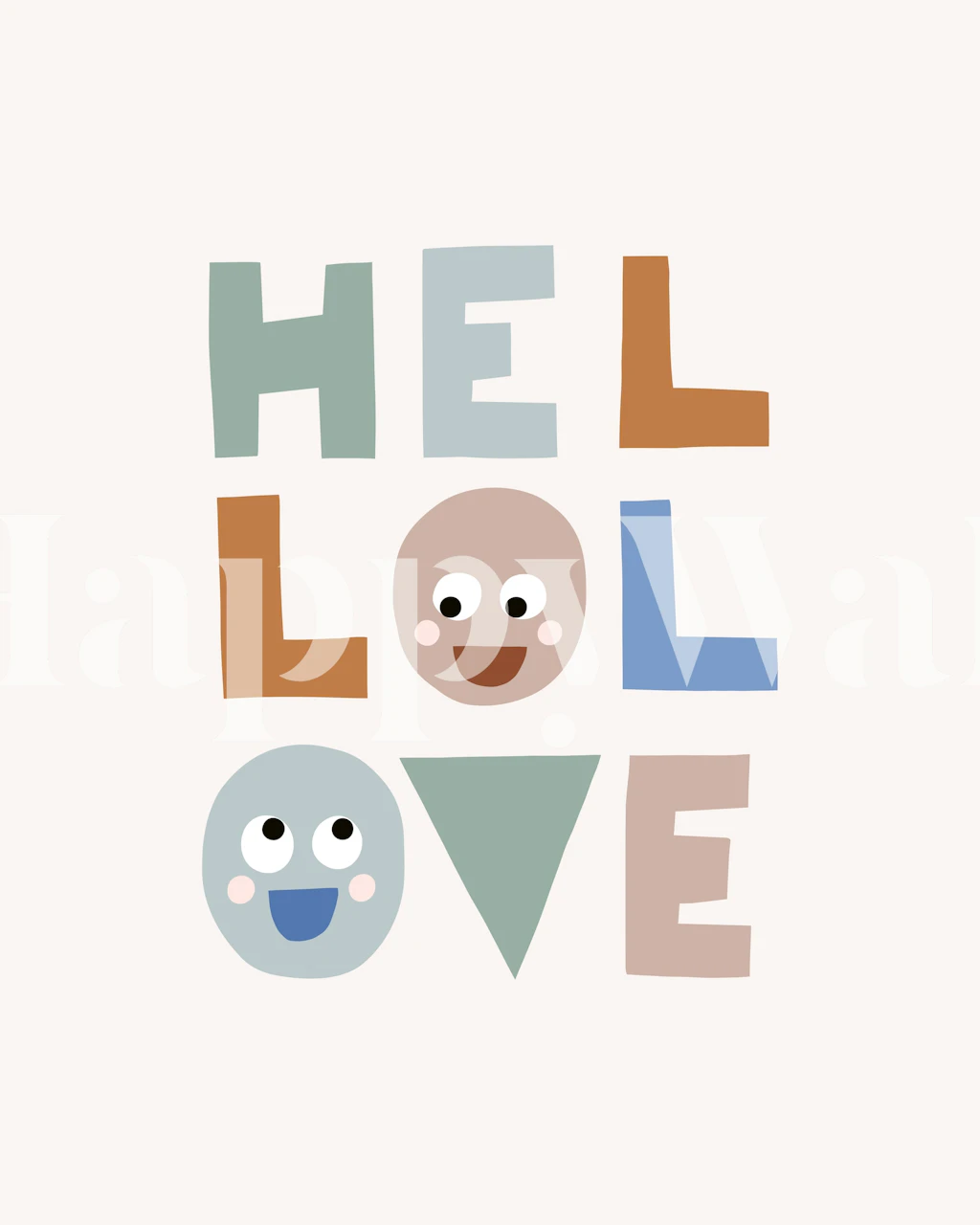 Hello Love boho design de papier peint dans une pièce