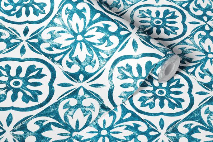 Portuguese blue tileswallpaper roll