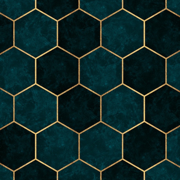 Dark Teal Hexagons Pattern