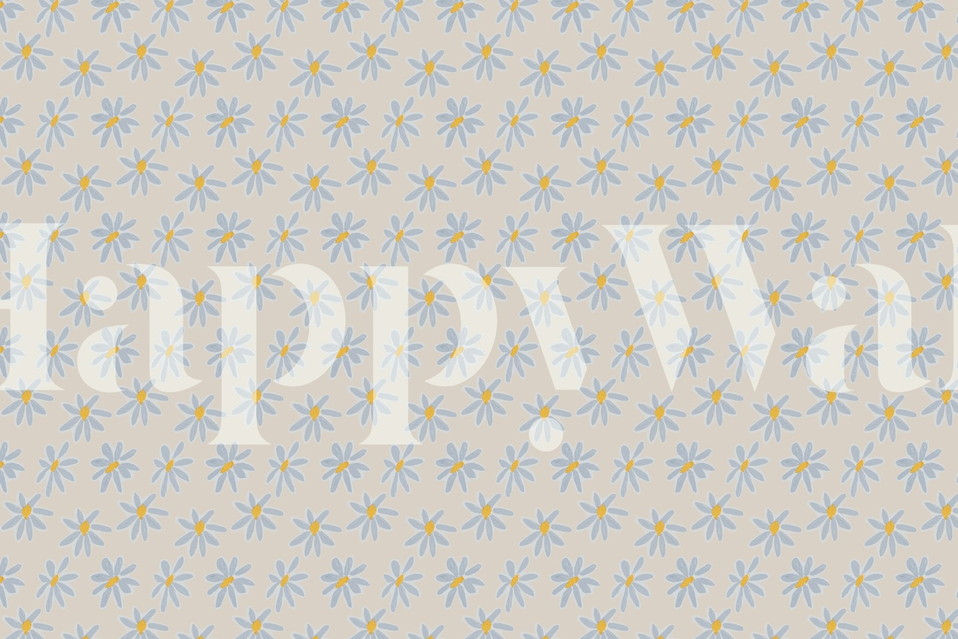 Small flowers in blue and yellow on beige background wallpaper