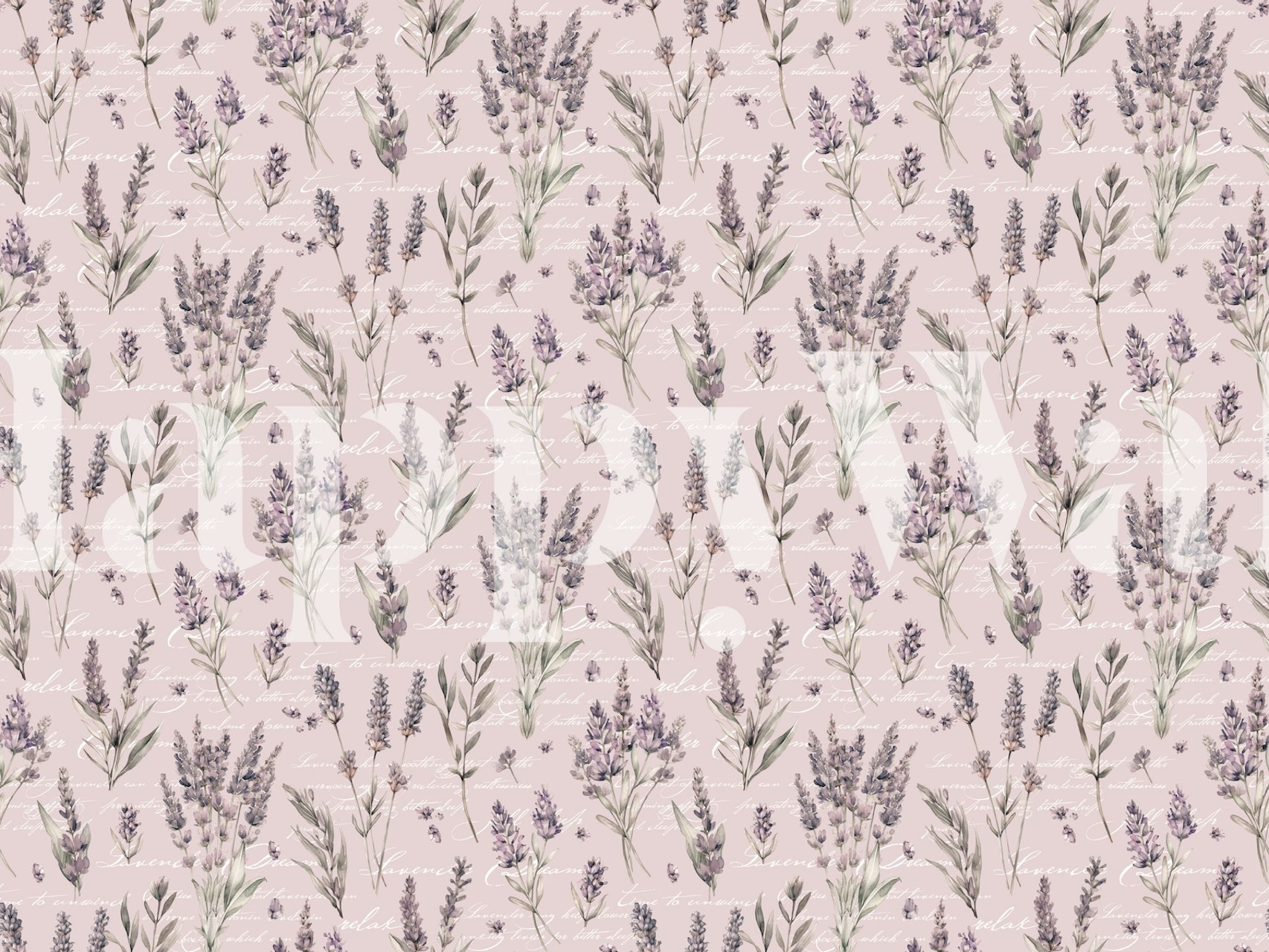 Lavender wildflower wallpaper in a room