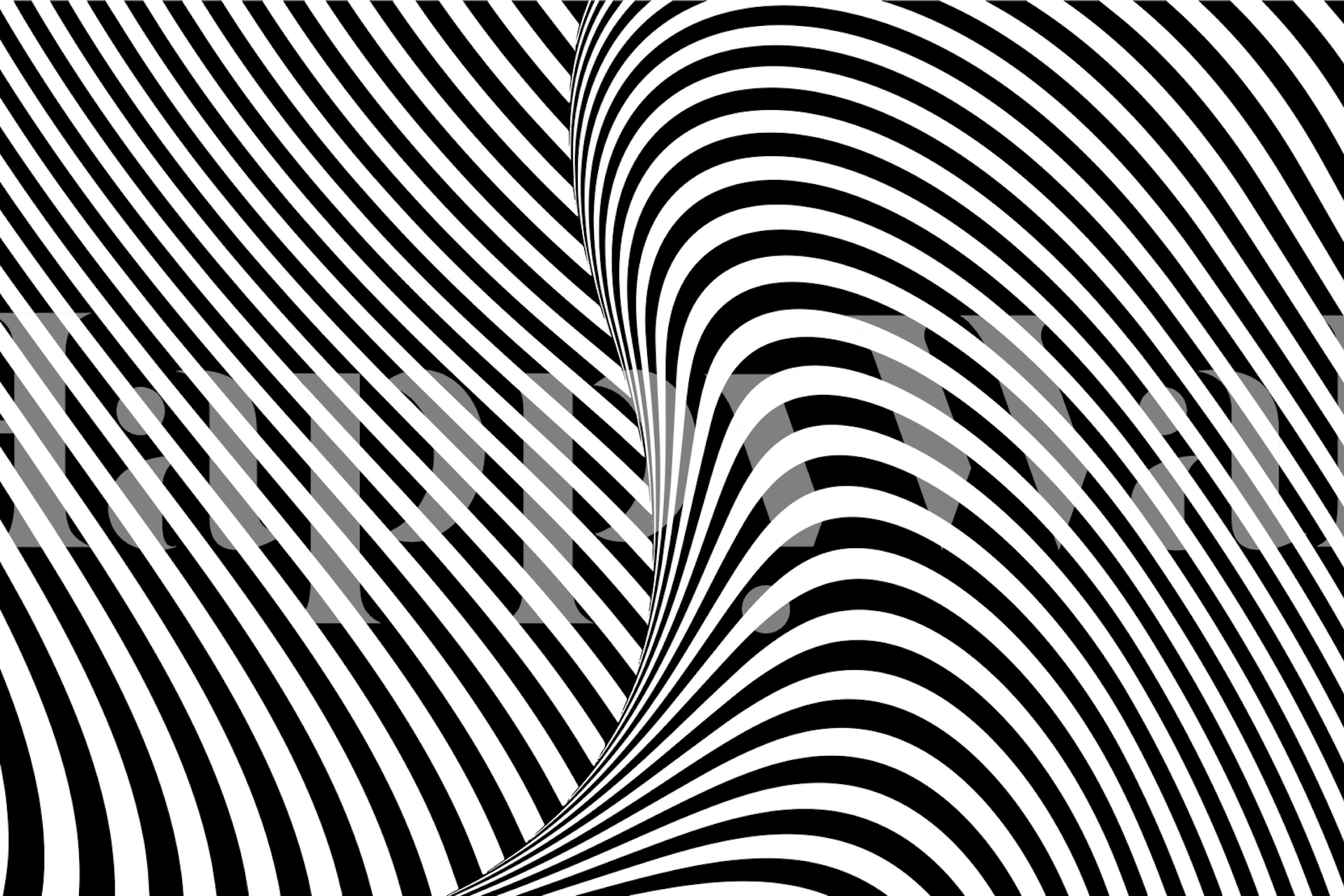 Black and white striped wavy pattern op art wallpaper