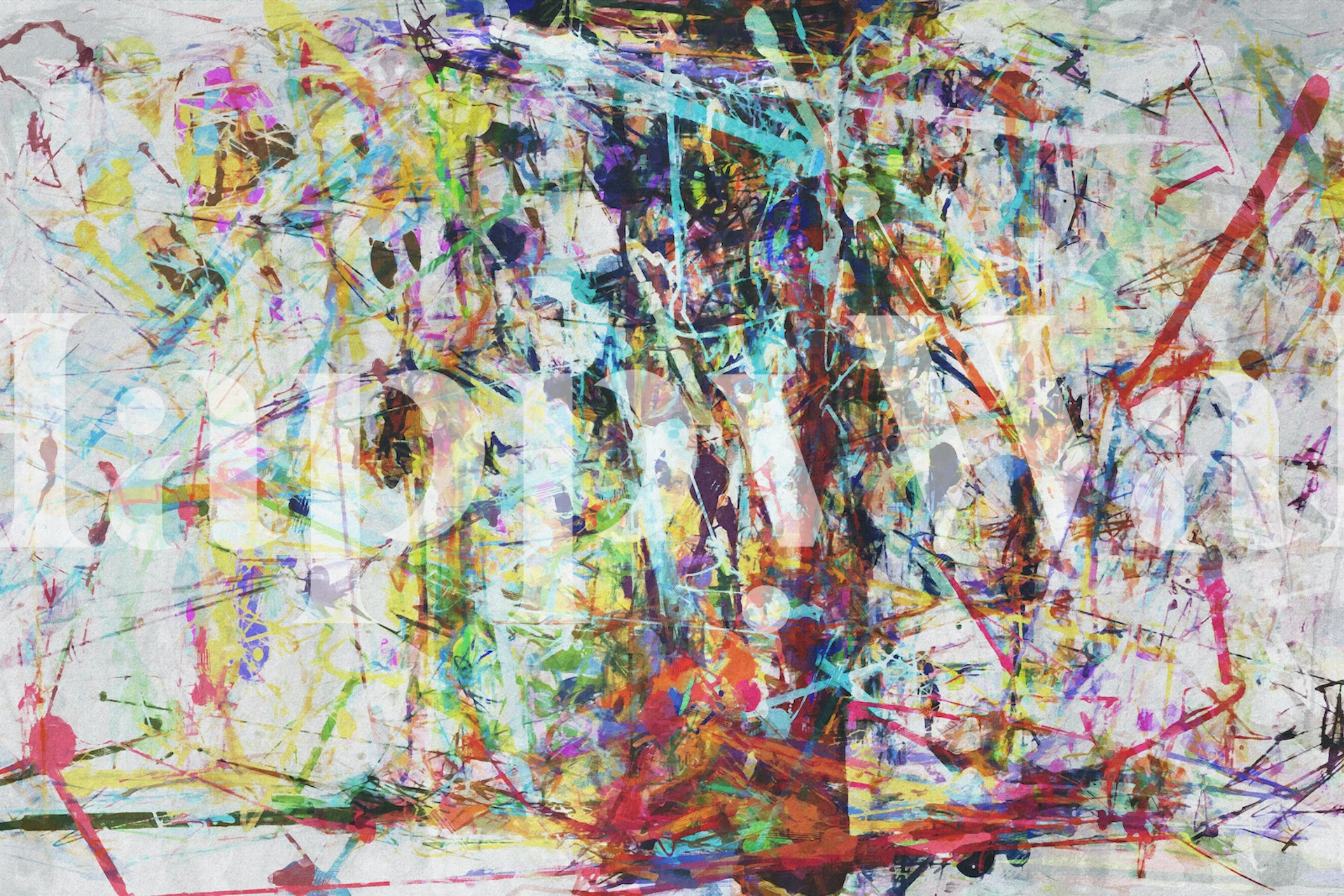 Papel de parede abstrato colorido em um quarto