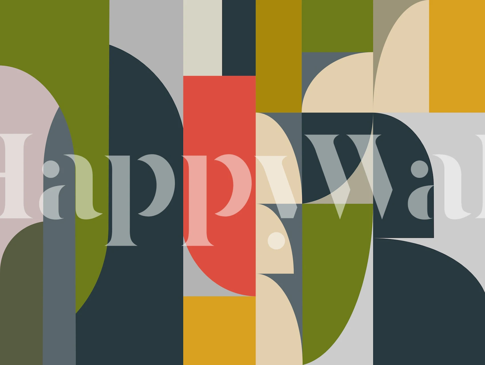 Geometric abstract shapes in vibrant colors including green, red, and navy blue wallpaper