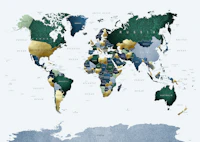 World Map Green Blue tapete