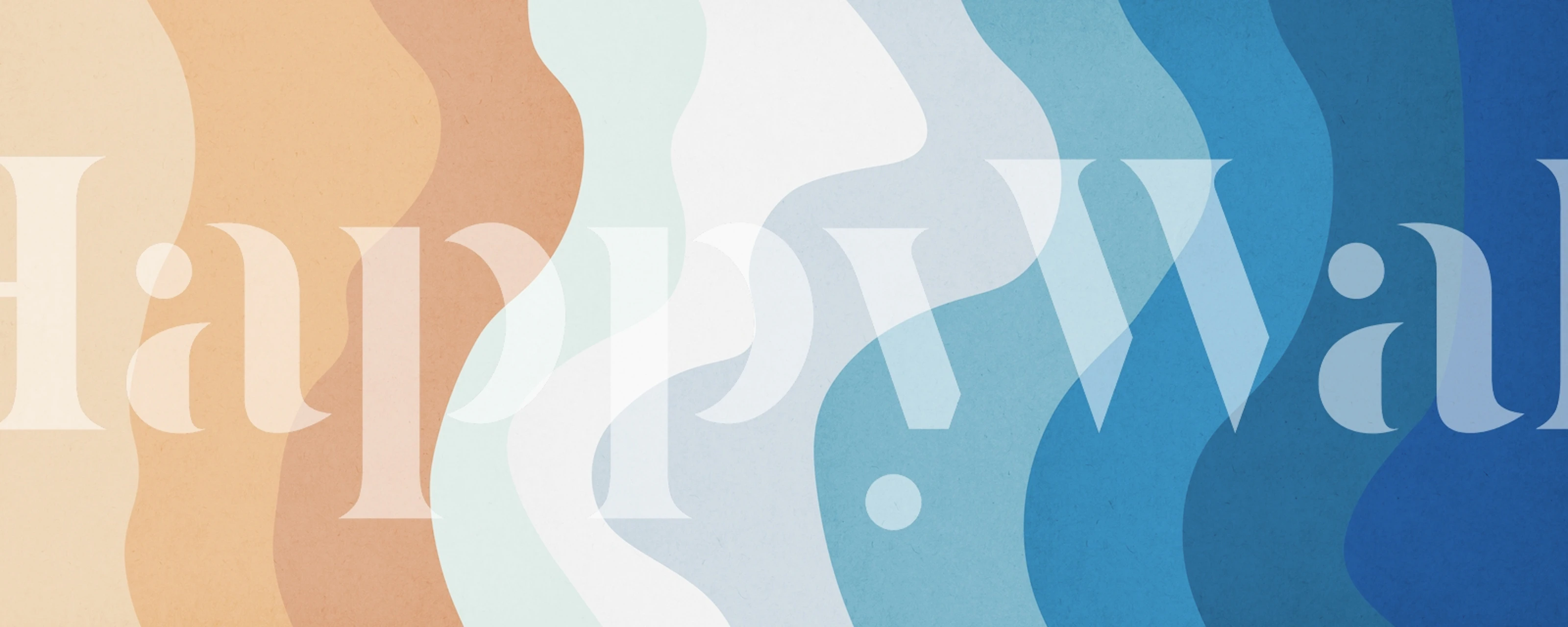 Blue wave pattern wallpaper in soft shades of blue, light blue, and beige