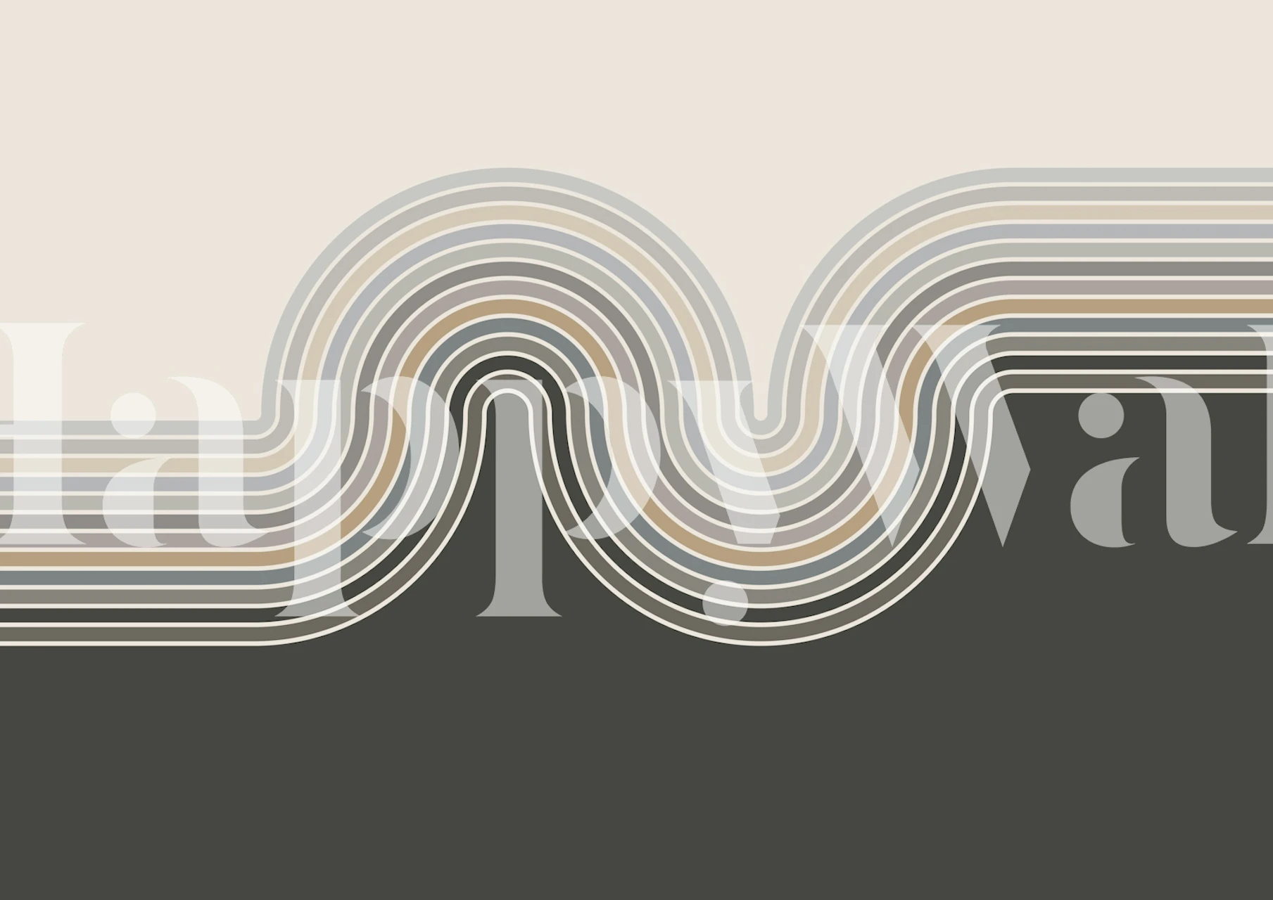 Retro Curvy Lines 2 Tapete in einem Raum