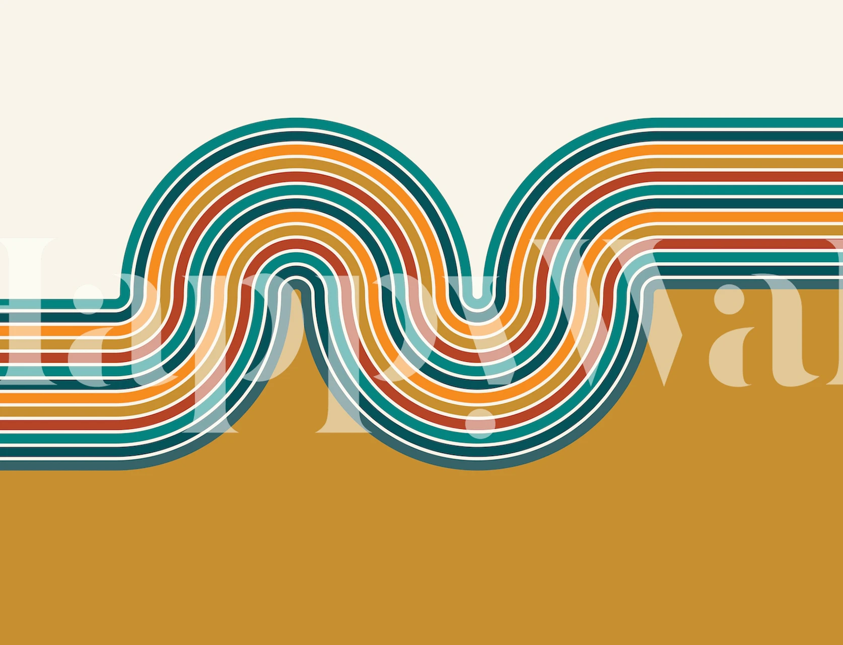 retro-inspired wavy lines wall mural in bright colors