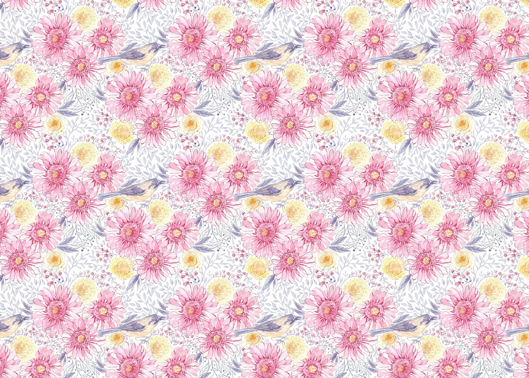 Bouquet of Flowers and Bird Wallpaper Buy Floral Wallpaper Online