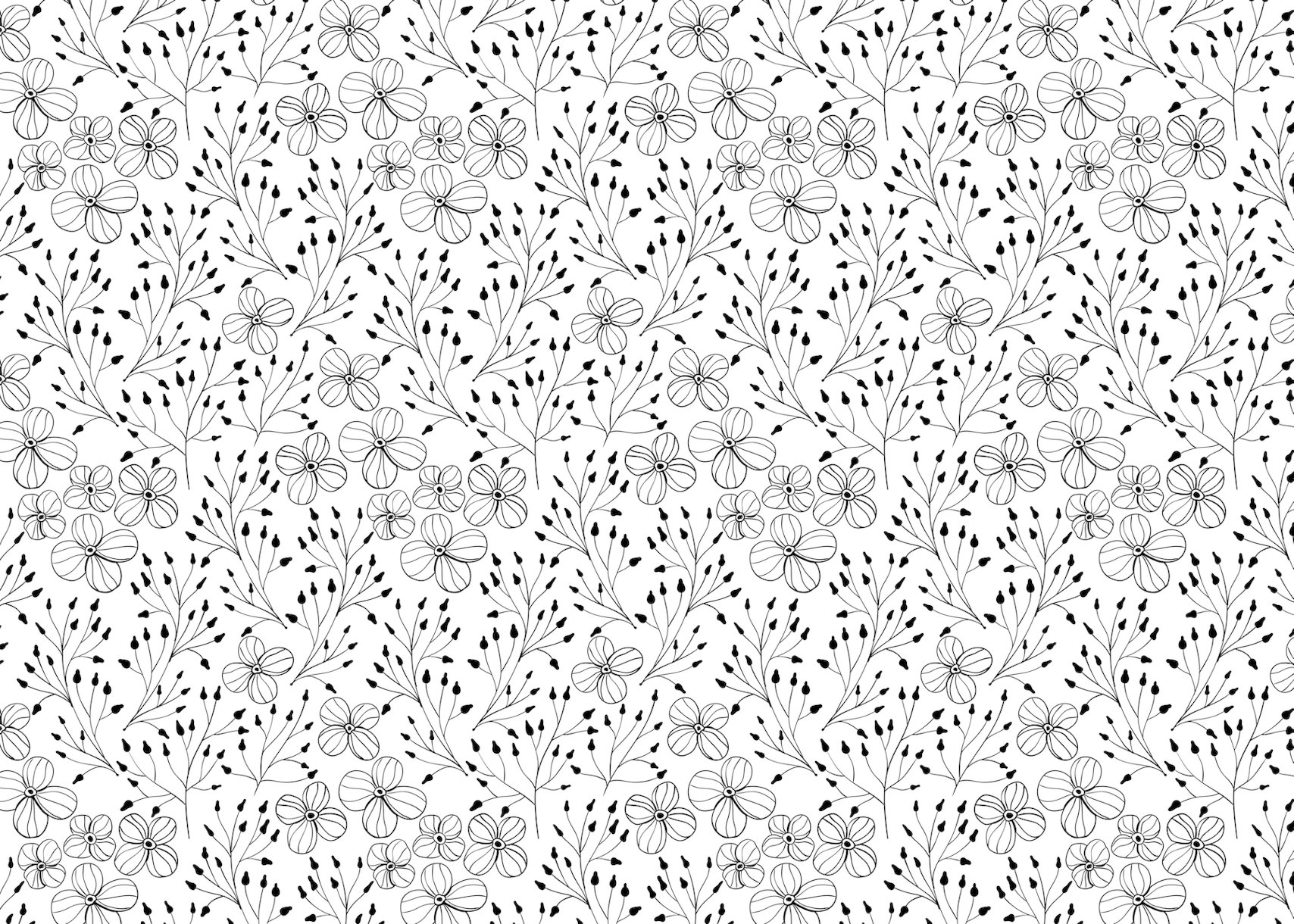 Buy Doodle Flowers Wallpaper Online Happywall