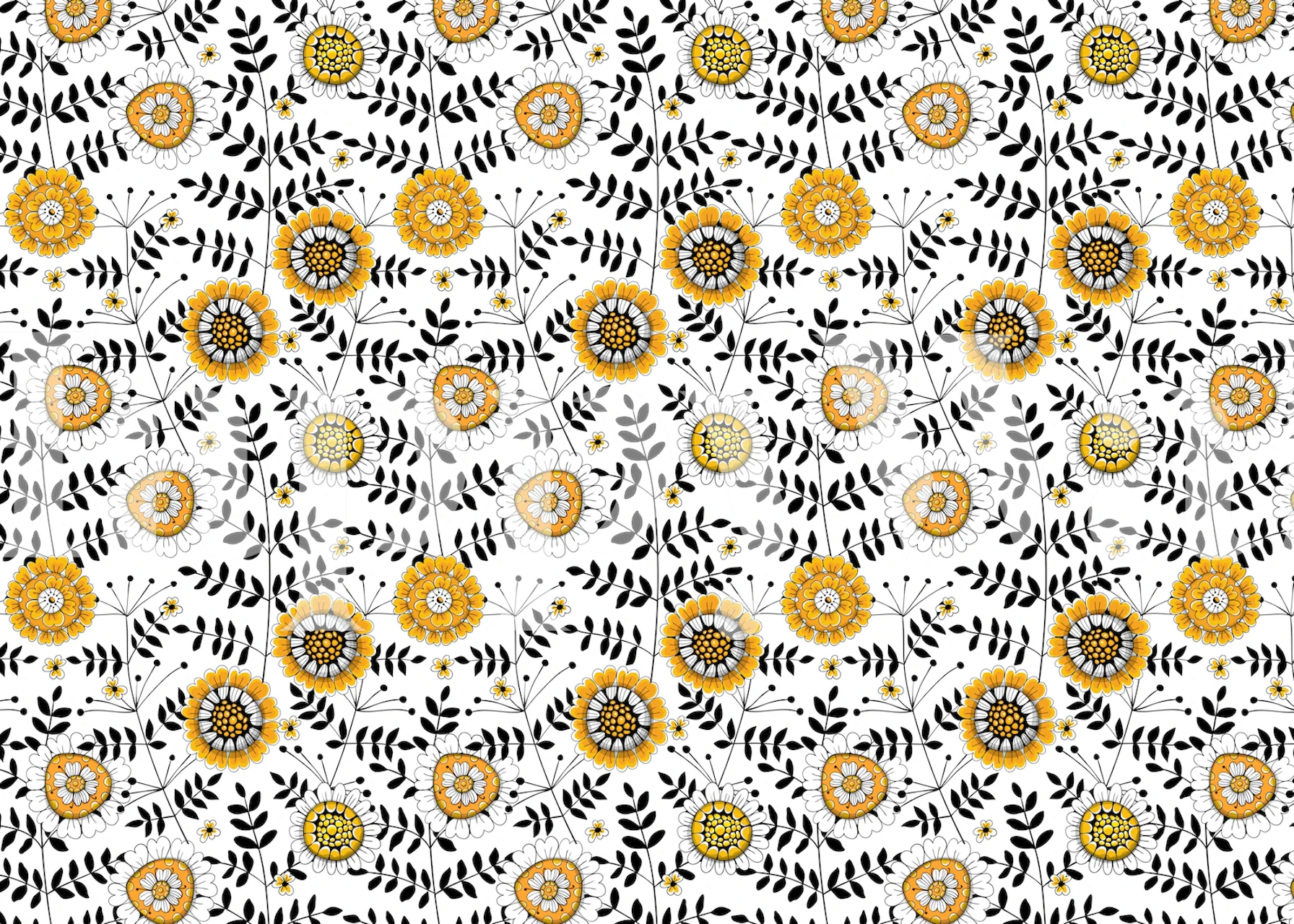 Doodle Flowers 5 wallpaper in a room setting